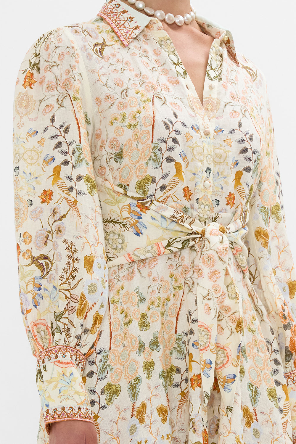 CAMILLA Waist Tie Shirt Dress in Honour of Heirlooms print