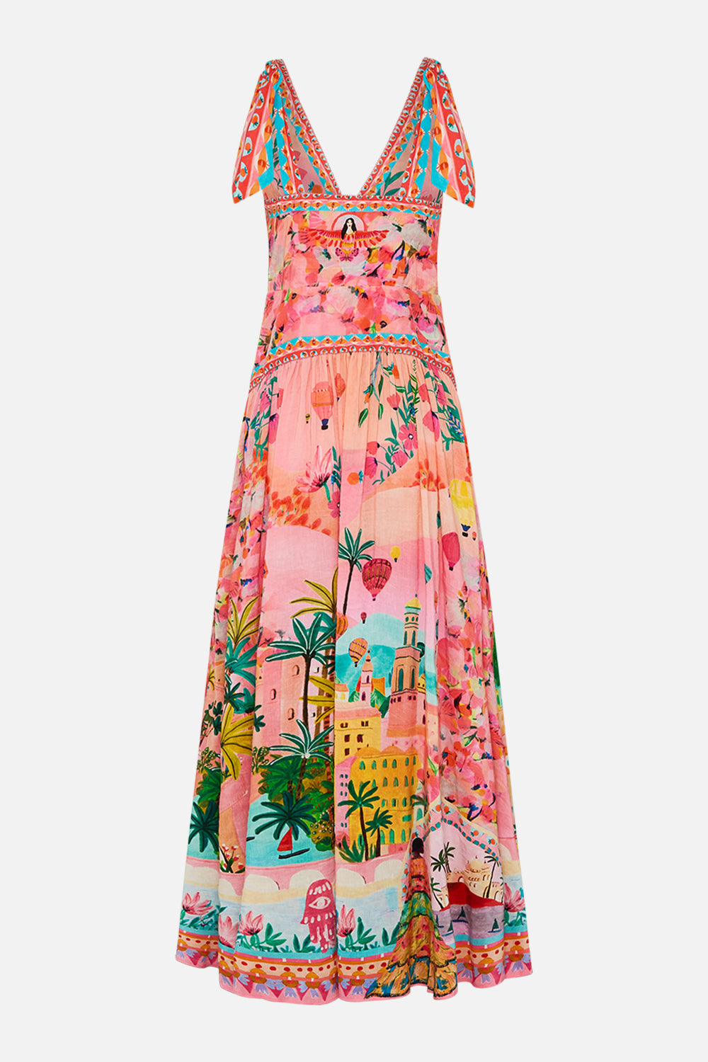 CAMILLA Tie Shoulder Dress in Sister Sunset print.