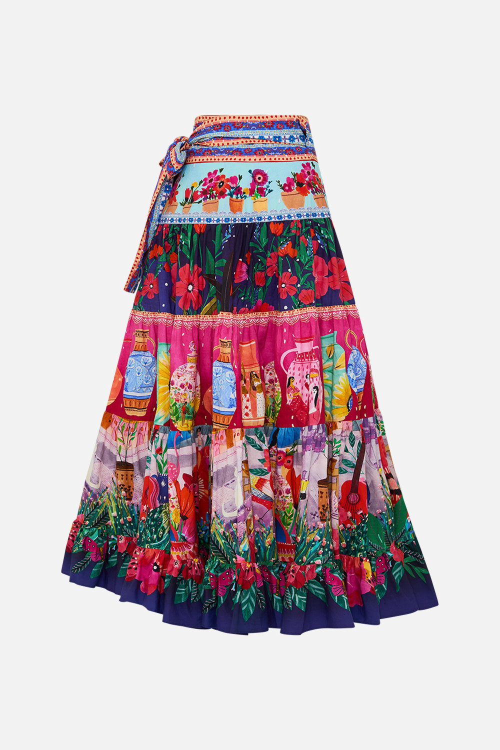 CAMILLA Wrap Skirt With Gathered Panels in Queens of Creation print.
