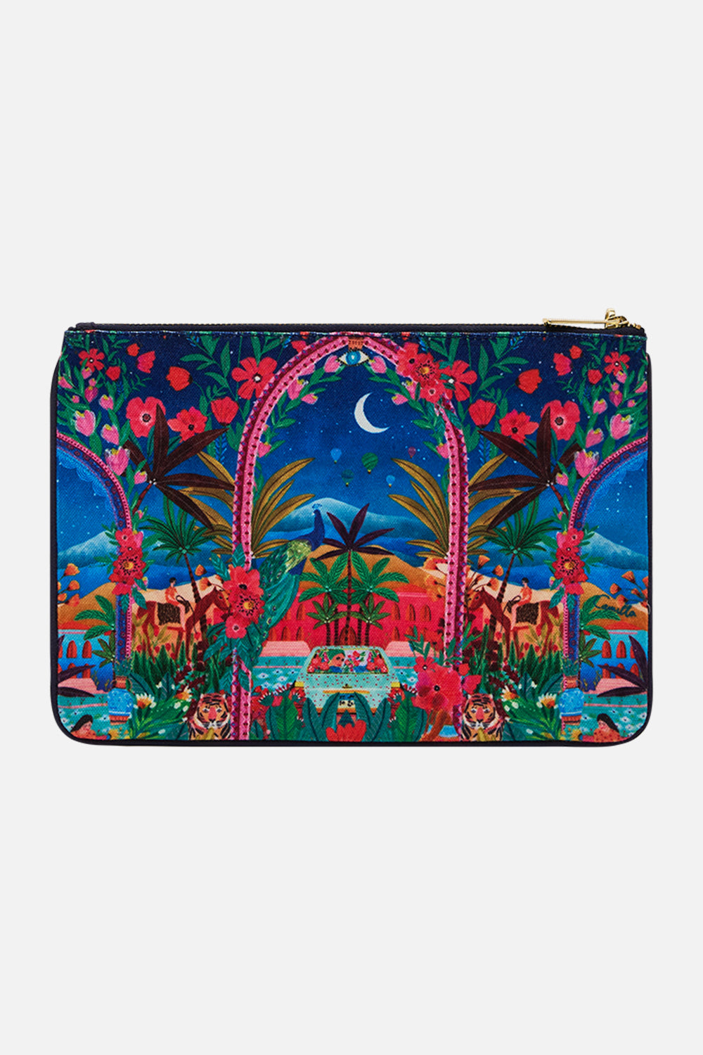 CAMILLA Small Canvas Clutch in Midnight Muse print.