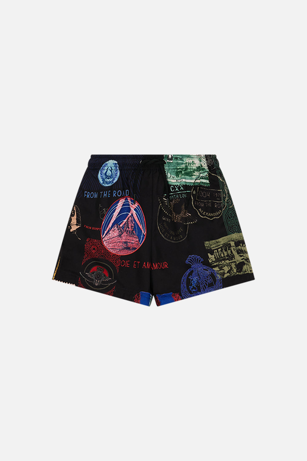 MILLA By CAMILLA black boys boardshort in Landmarks and Love Letters print