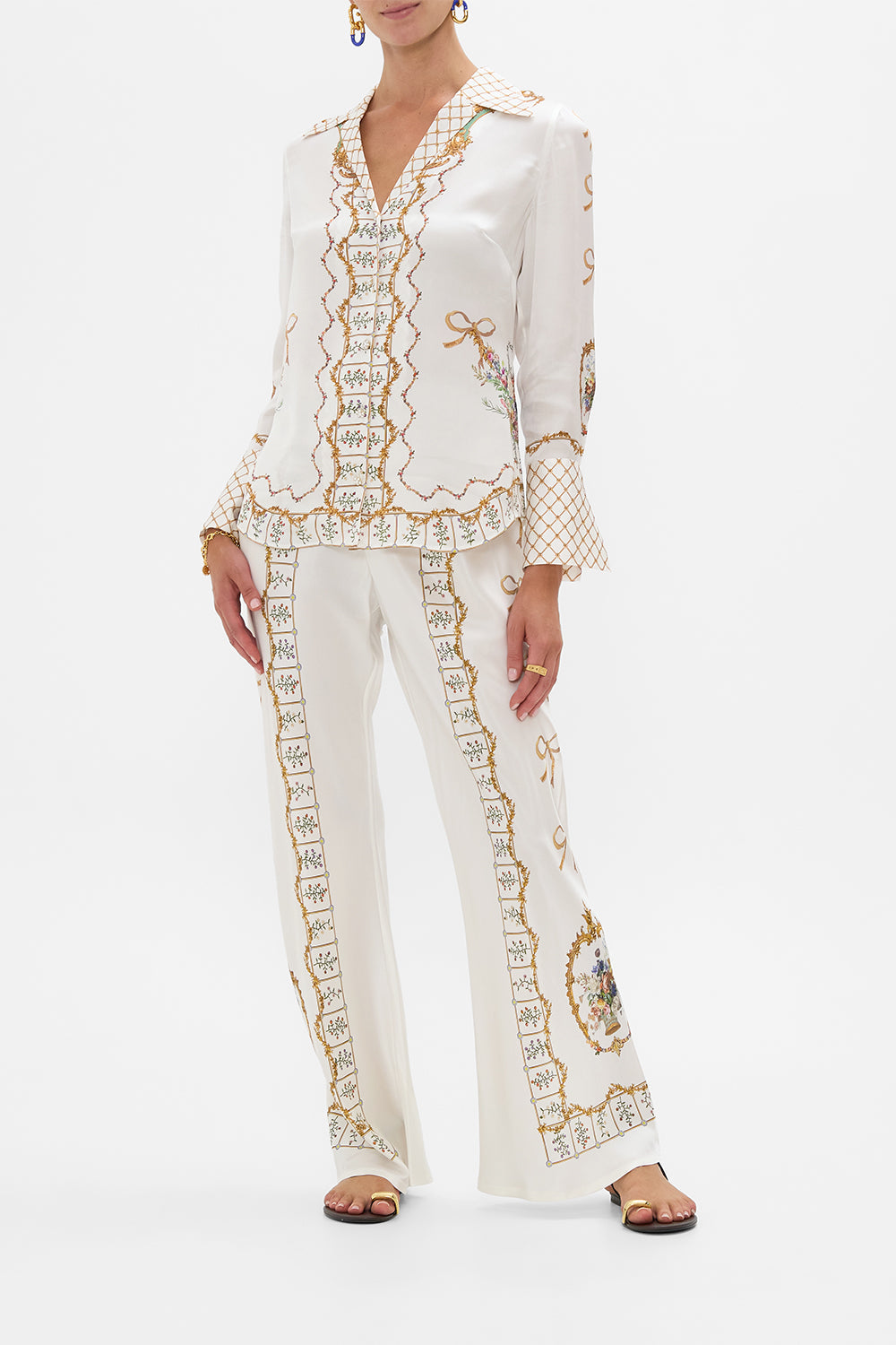 The CAMILLA Pyjama Shirt in our Dressing Room Drama print.