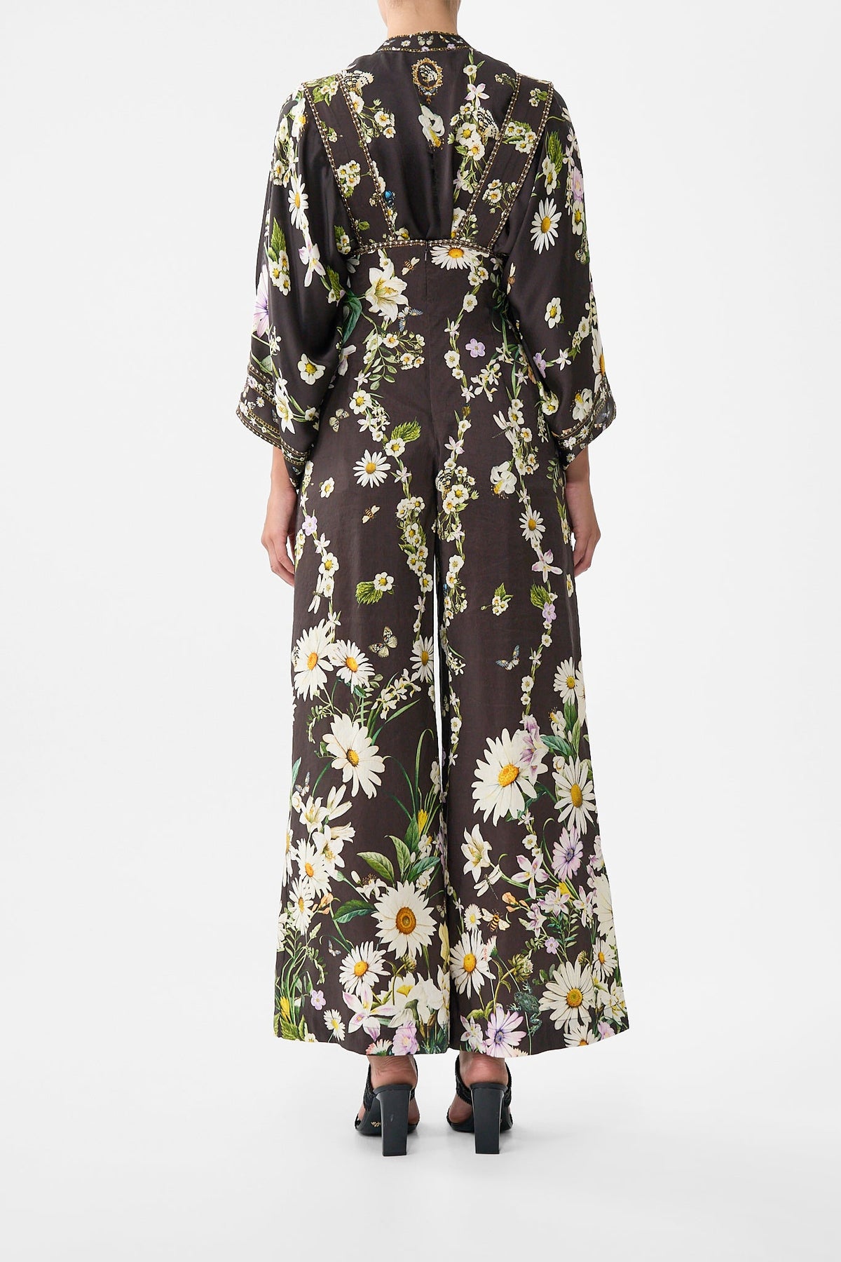 The CAMILLA Detachable Strap Wide Leg Jumpsuit in our Dish It, Daisy print.