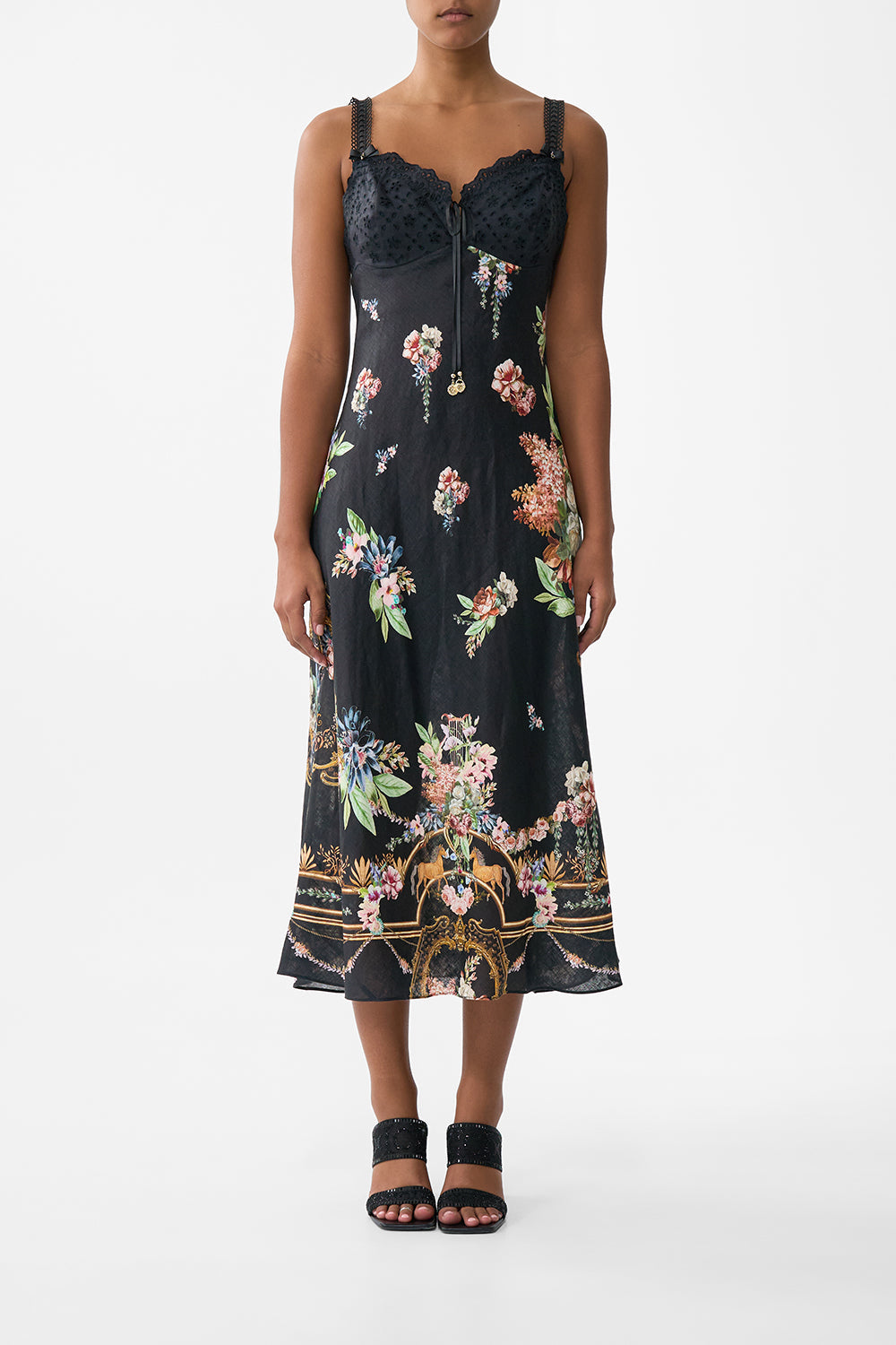 The CAMILLA Embroidered Bodice Bias Dress in our Noble Endeavours print.
