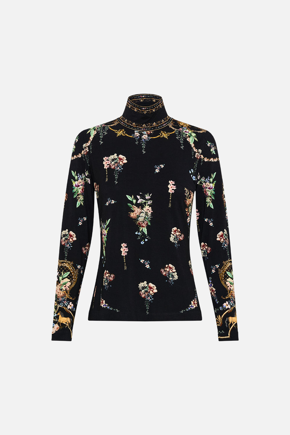 The CAMILLA Jersey Turtleneck in our Noble Endeavours print.