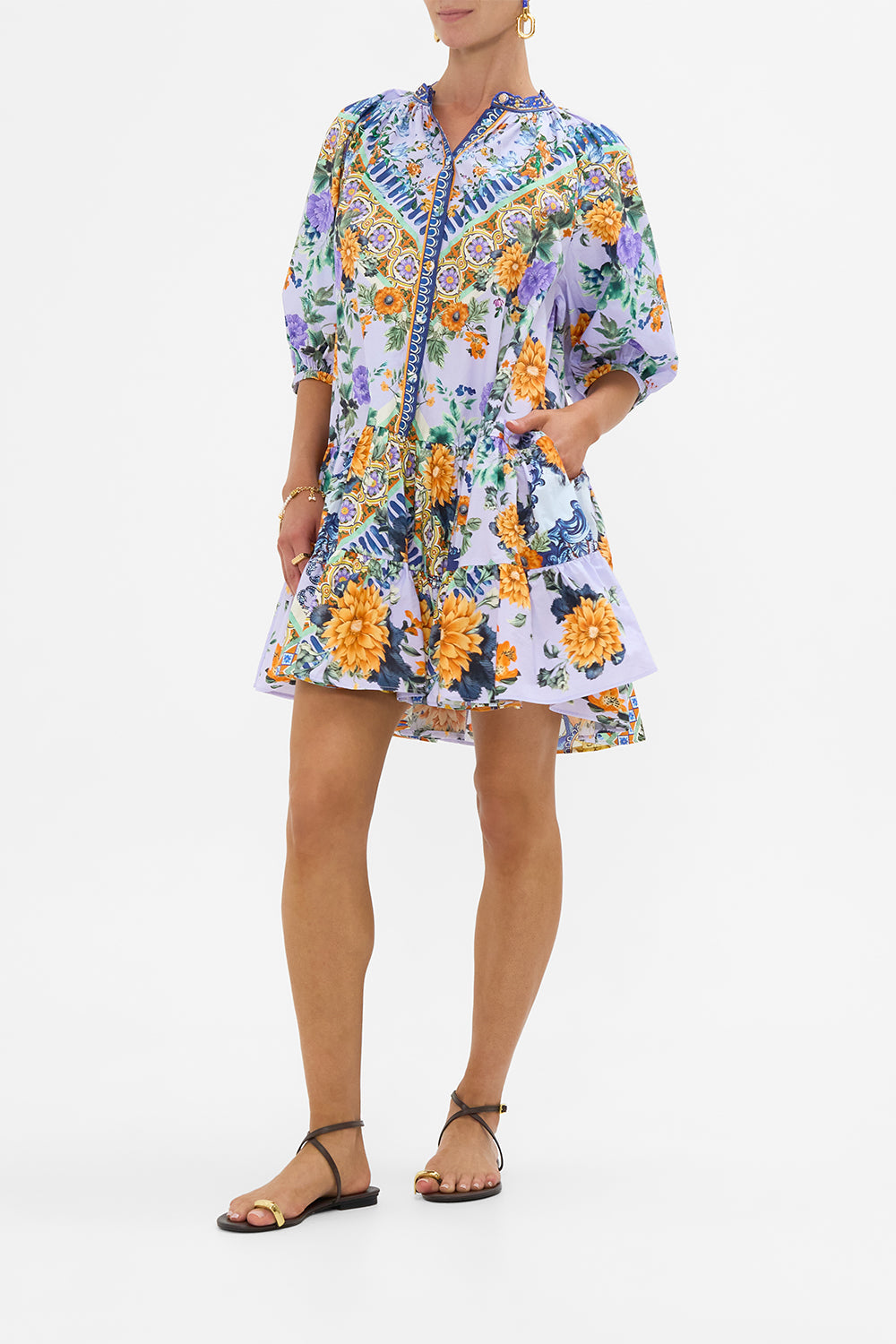The CAMILLA Puff Sleeve Shirt Dress in our Luscious In Lisbon print.