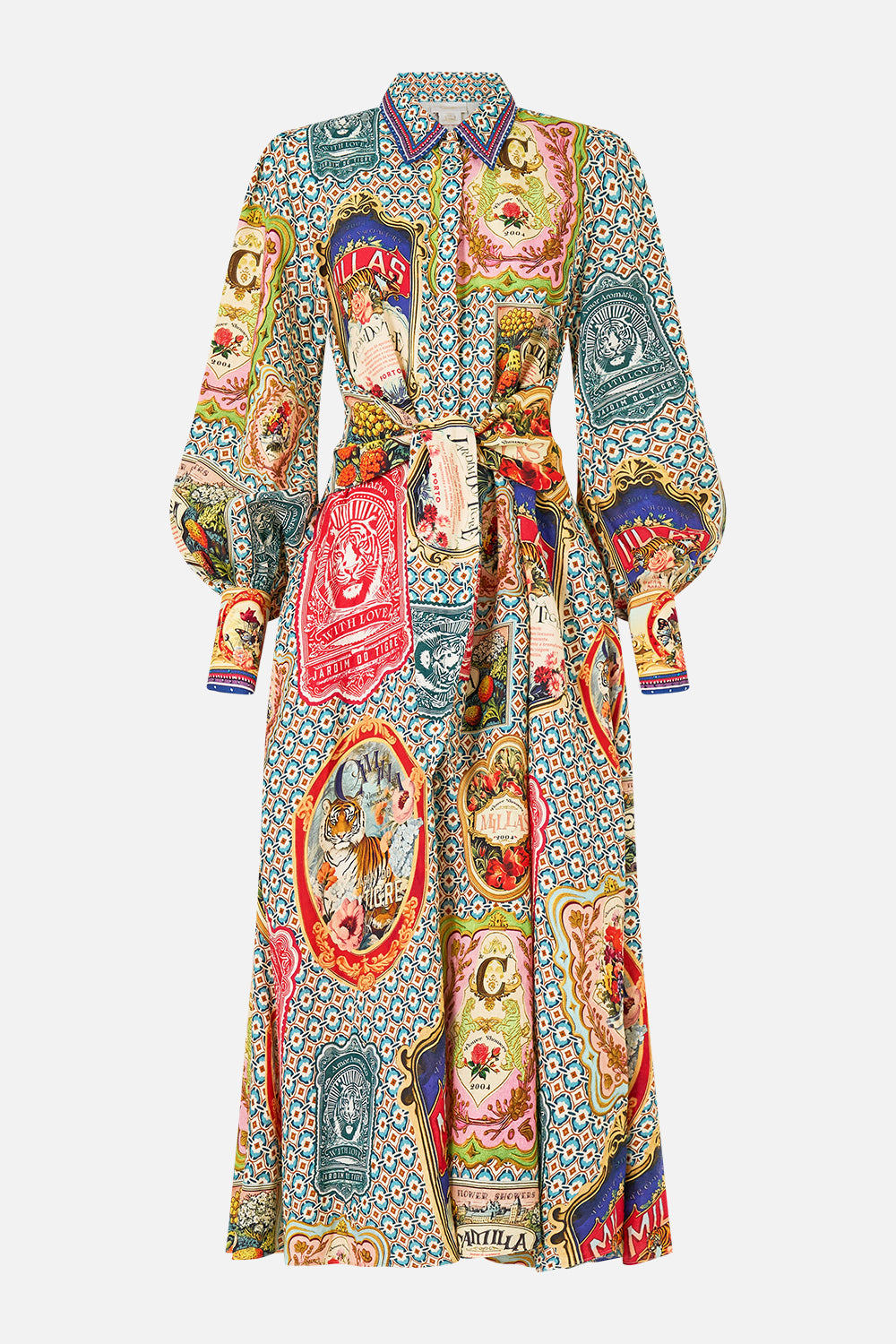 The CAMILLA Waist Tie Shirt Dress in our Soap Opera print.