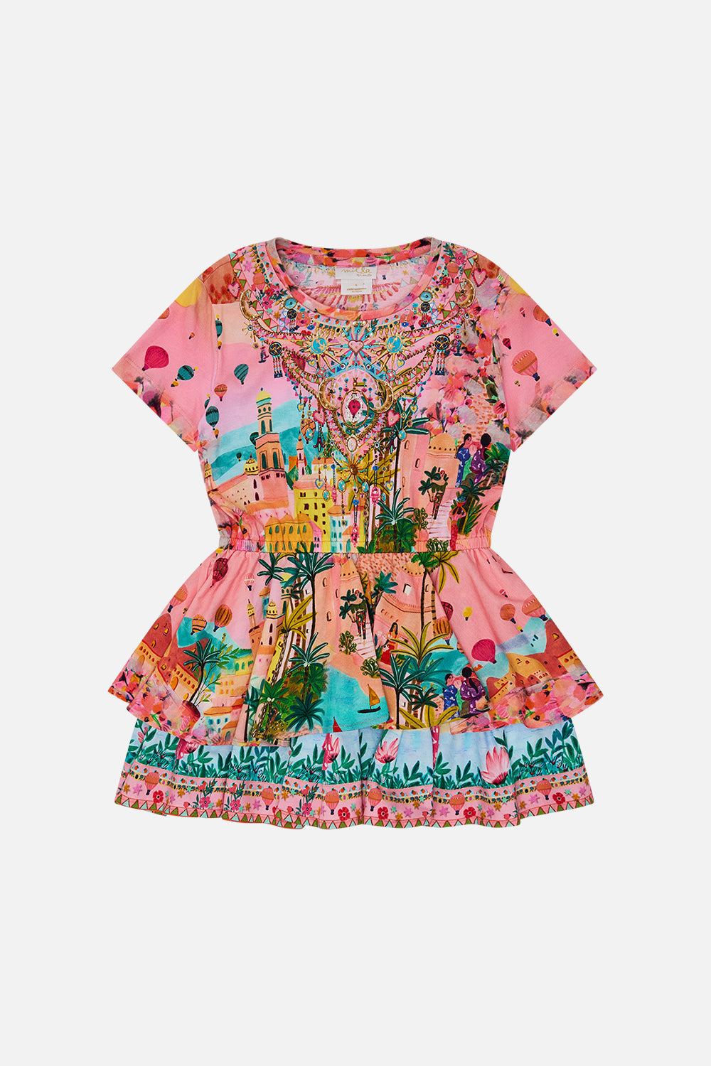 Milla by CAMILLA Kids Short Sleeve T Shirt Dress 4-10 in Sister Sunset print.