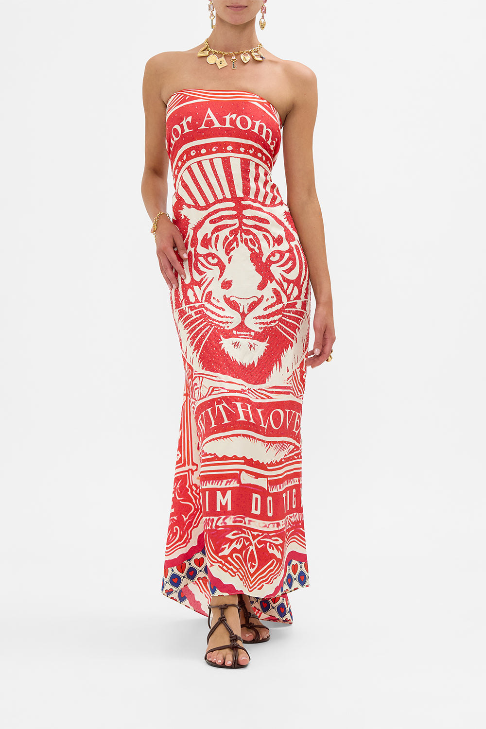 The CAMILLA Round Neck Kaftan in our Rinse & Roar print.