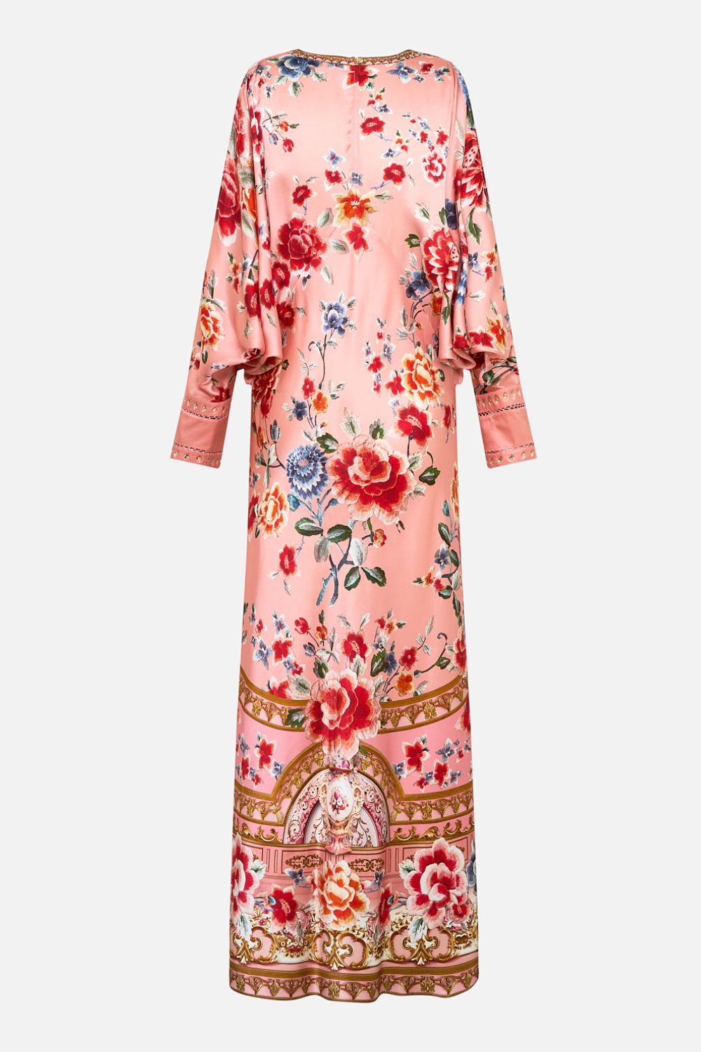 The CAMILLA Plunge Neck Draped Shoulder Dress in our Majestic Milla print.