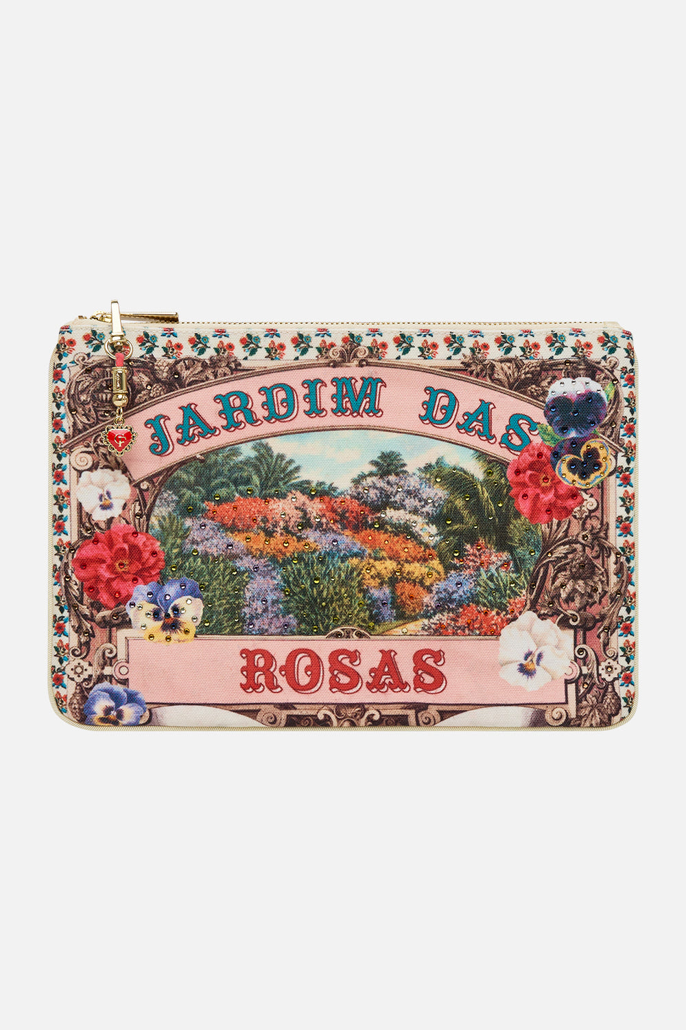 The CAMILLA Small Canvas Clutch in our Aromatic Amor print.