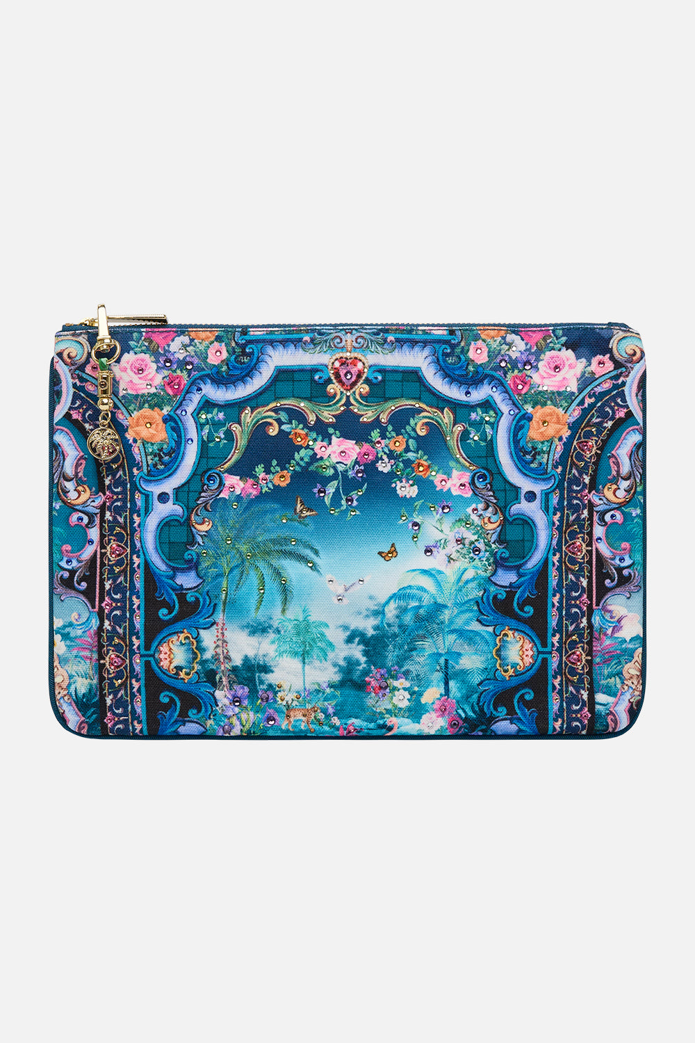 The CAMILLA Small Canvas Clutch in our Basked In Baroque print.