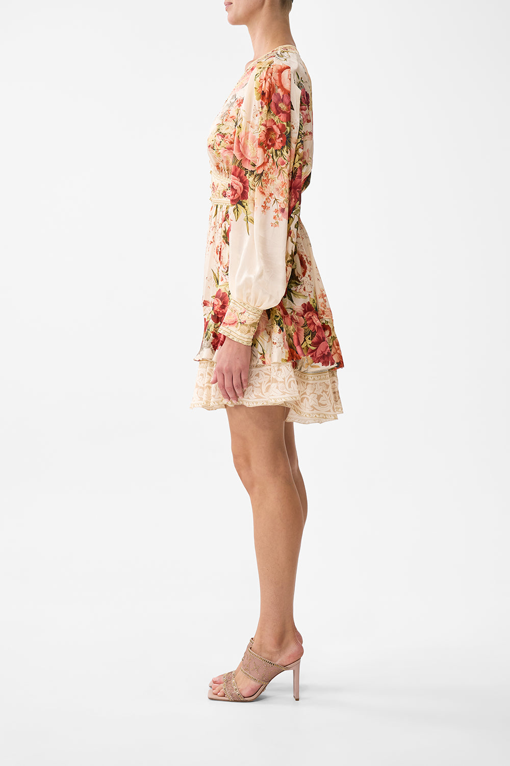 The CAMILLA Button Front Frill Dress in our Meet Me At The Majestic print.