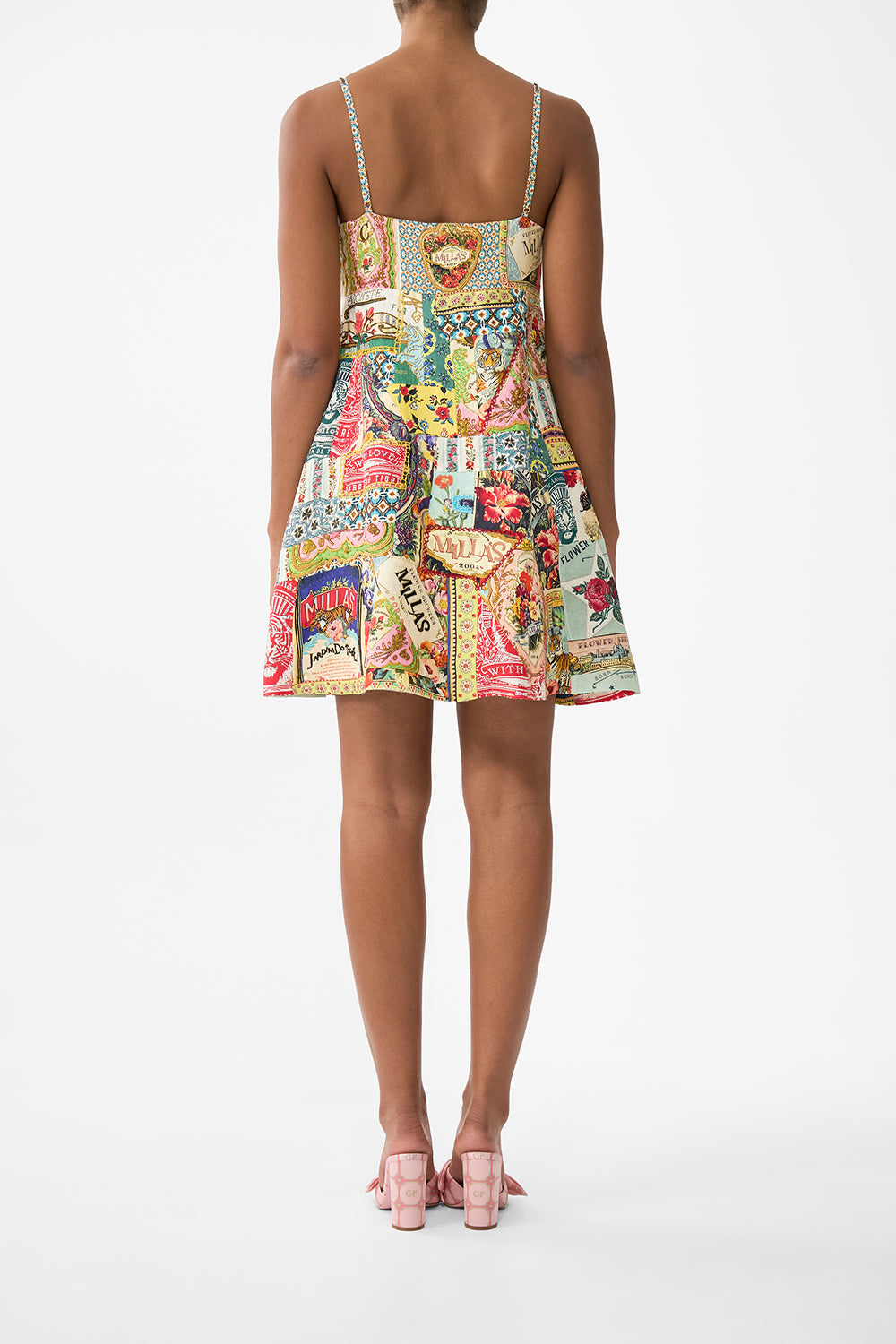 The CAMILLA Short Square Neck Sundress in our Soap Opera print.