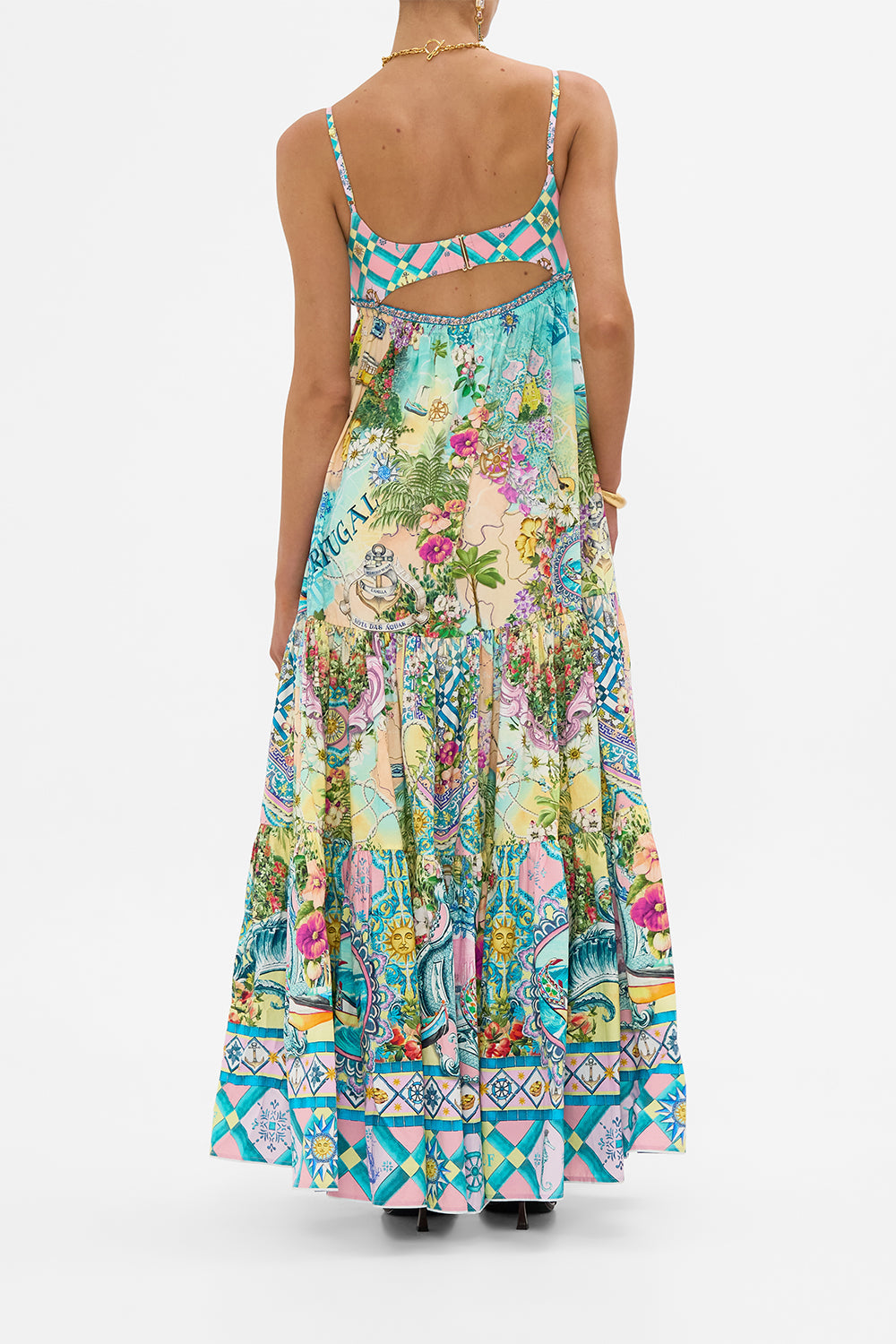 The CAMILLA Long Dress With Jersey Bodice in our Just Coasting print.