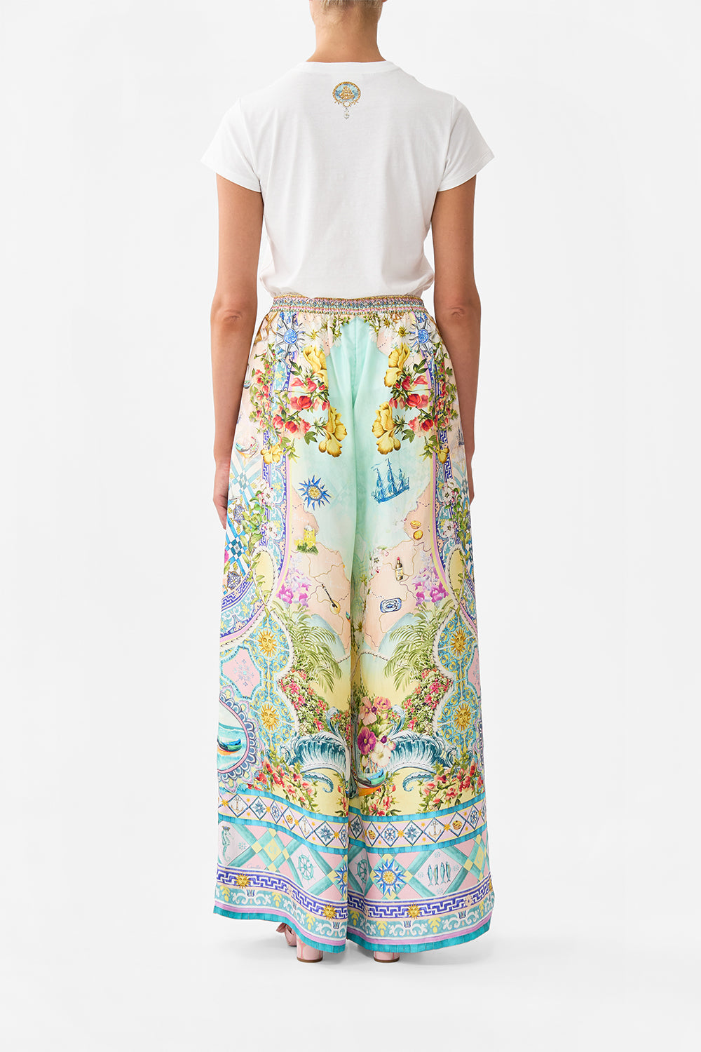 The CAMILLA Wide Leg Trouser With Front Pockets in our Just Coasting print.