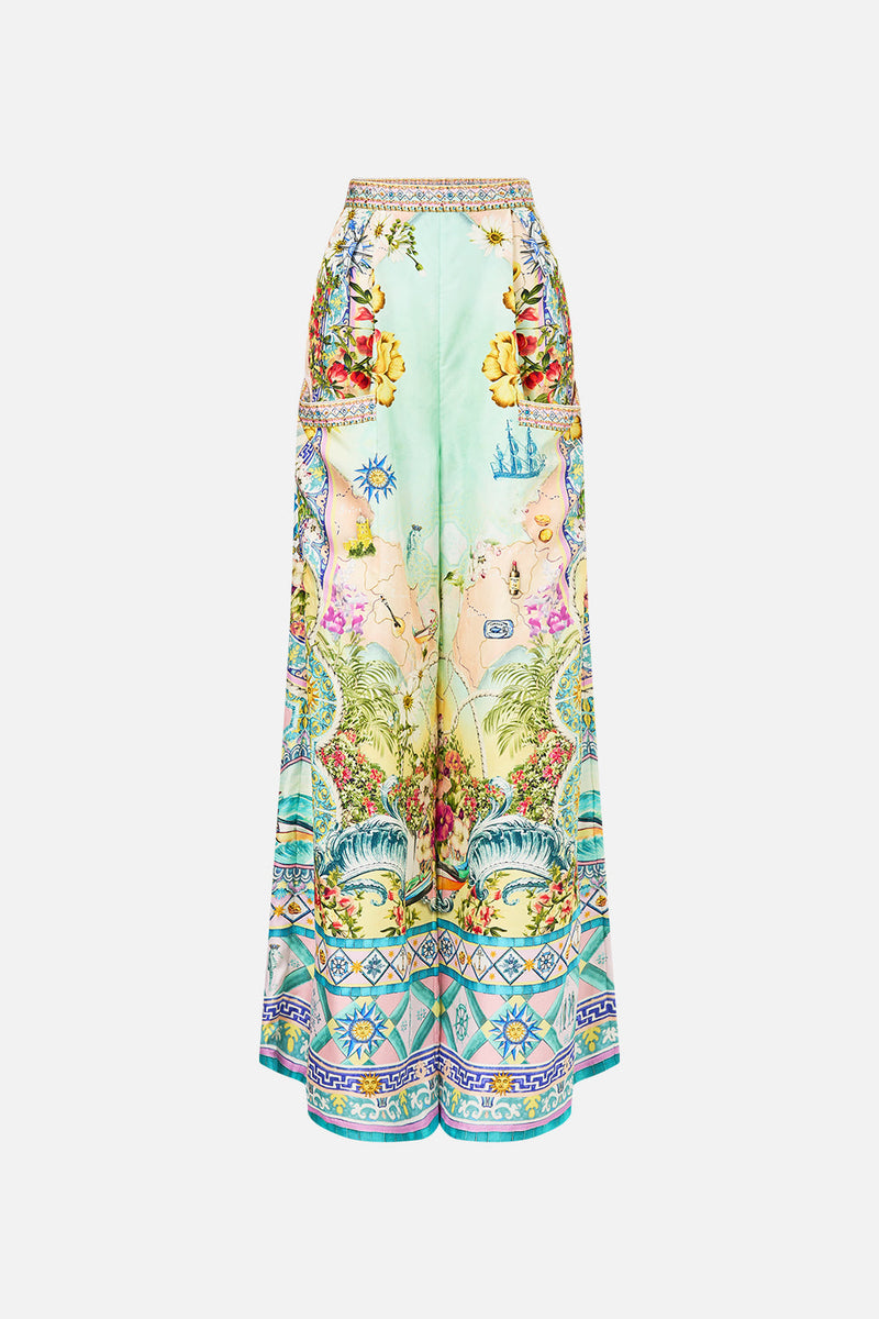 CAMILLA Women Wide Leg Trouser With Front Pockets - Flowers Of Neptune