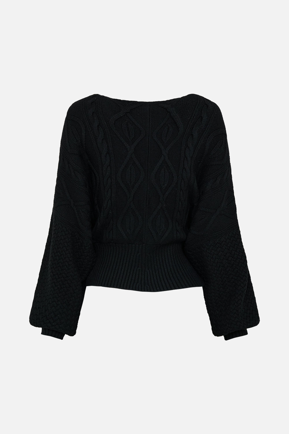 The CAMILLA Surplice Neck Knit Jumper in our Solid Black print.