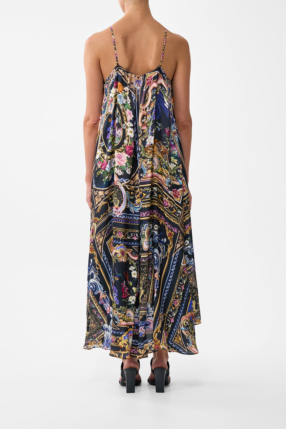 The CAMILLA Gather Neck Hardware Maxi Dress in our Basked In Baroque print.
