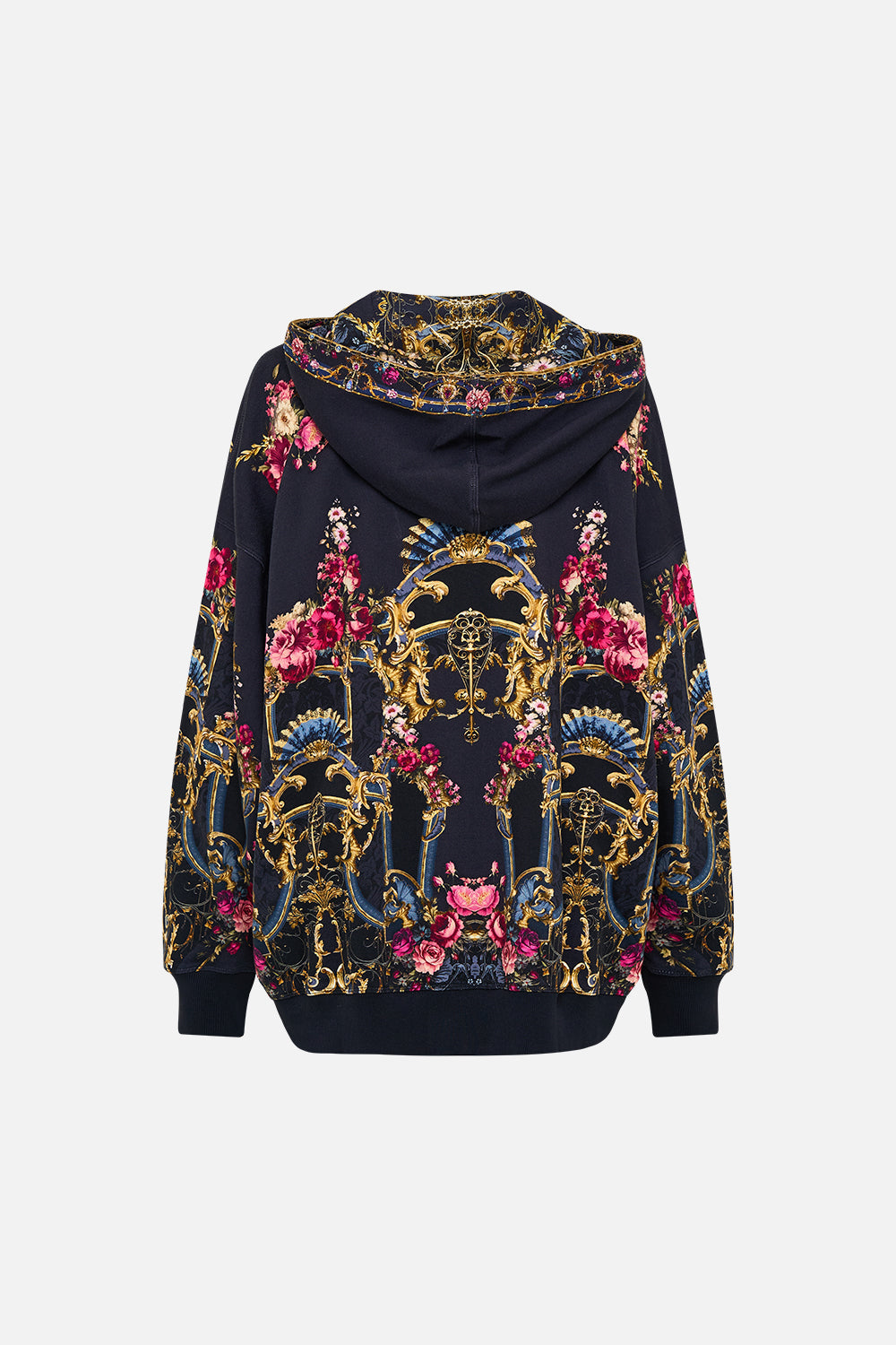 The CAMILLA Oversize Boyfriend Hoodie in our Ornate On A Plate print.