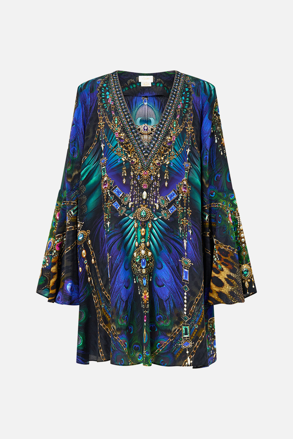 The CAMILLA V-Neck Flared Sleeve Mini Dress in our Dominican Decadence print.