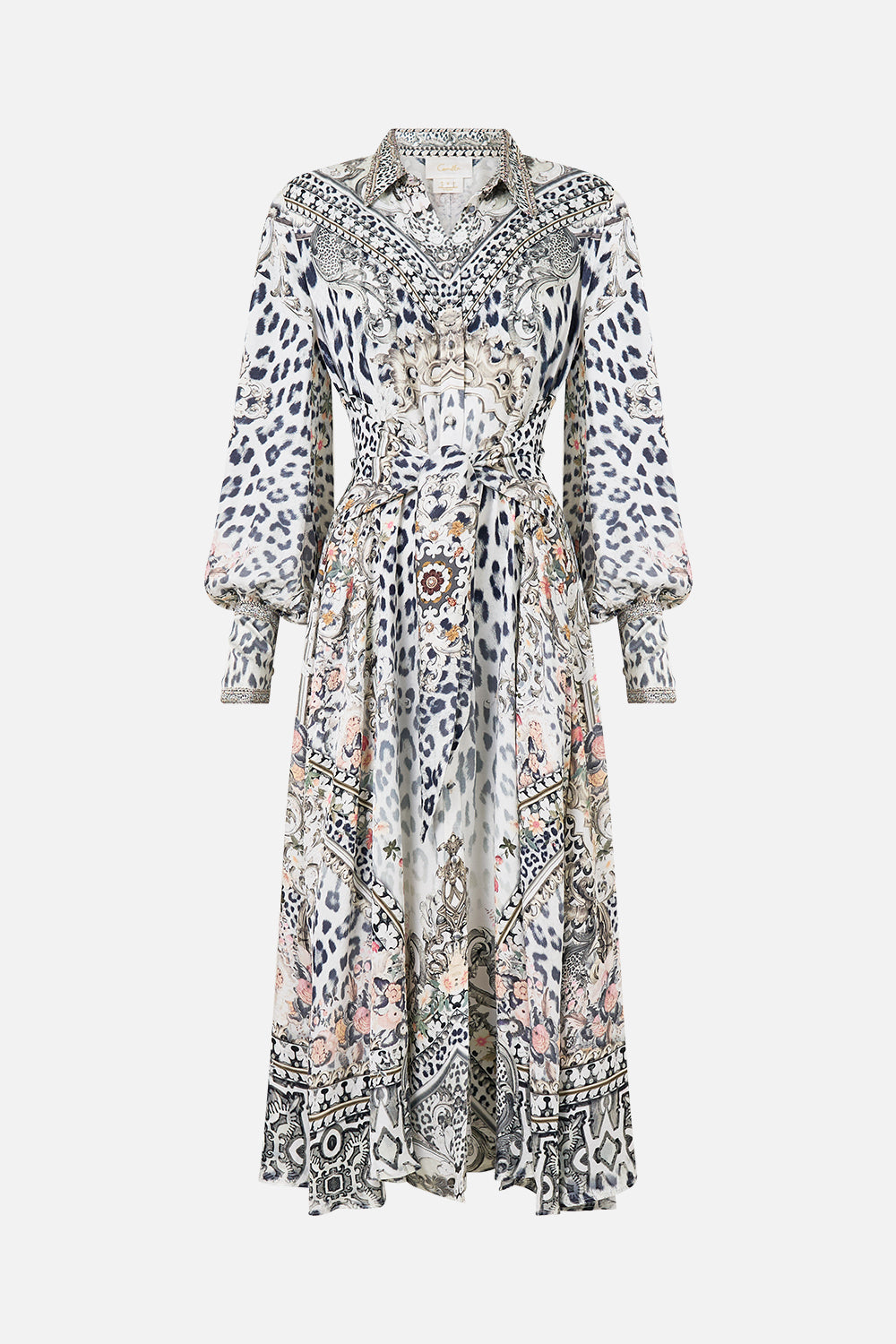 The CAMILLA Waist Tie Shirt Dress in our Marble Heaven print.