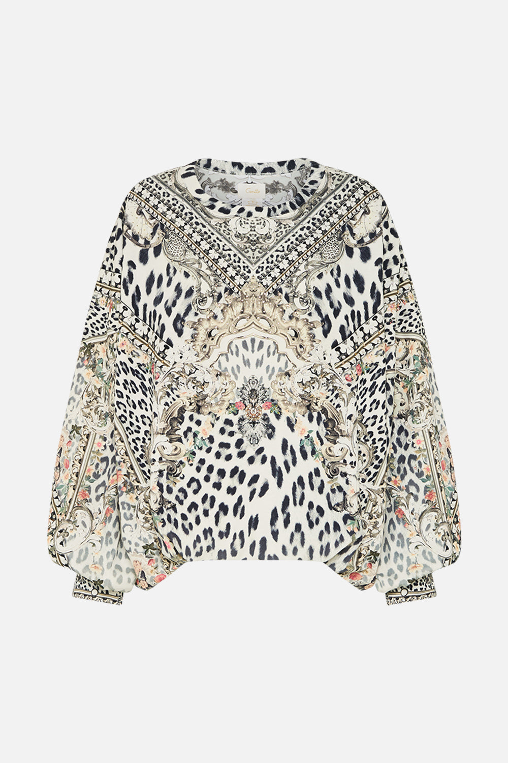The CAMILLA Tuck Detail Sweater in our Marble Heaven print.