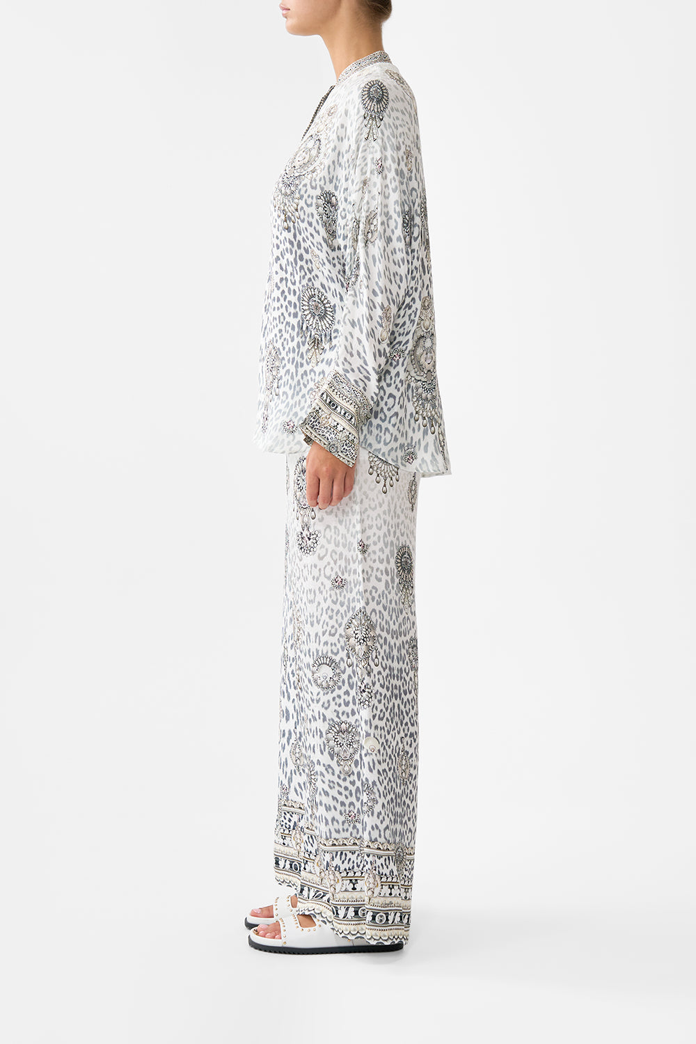 The CAMILLA Relaxed Placket Detail Shirt in our Marble Heaven print.