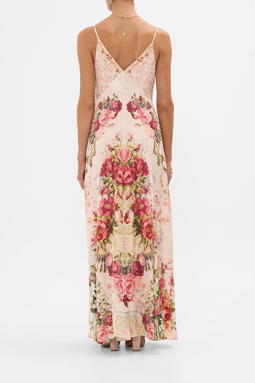 The CAMILLA Button Front Strappy Dress in our Meet Me At The Majestic print.