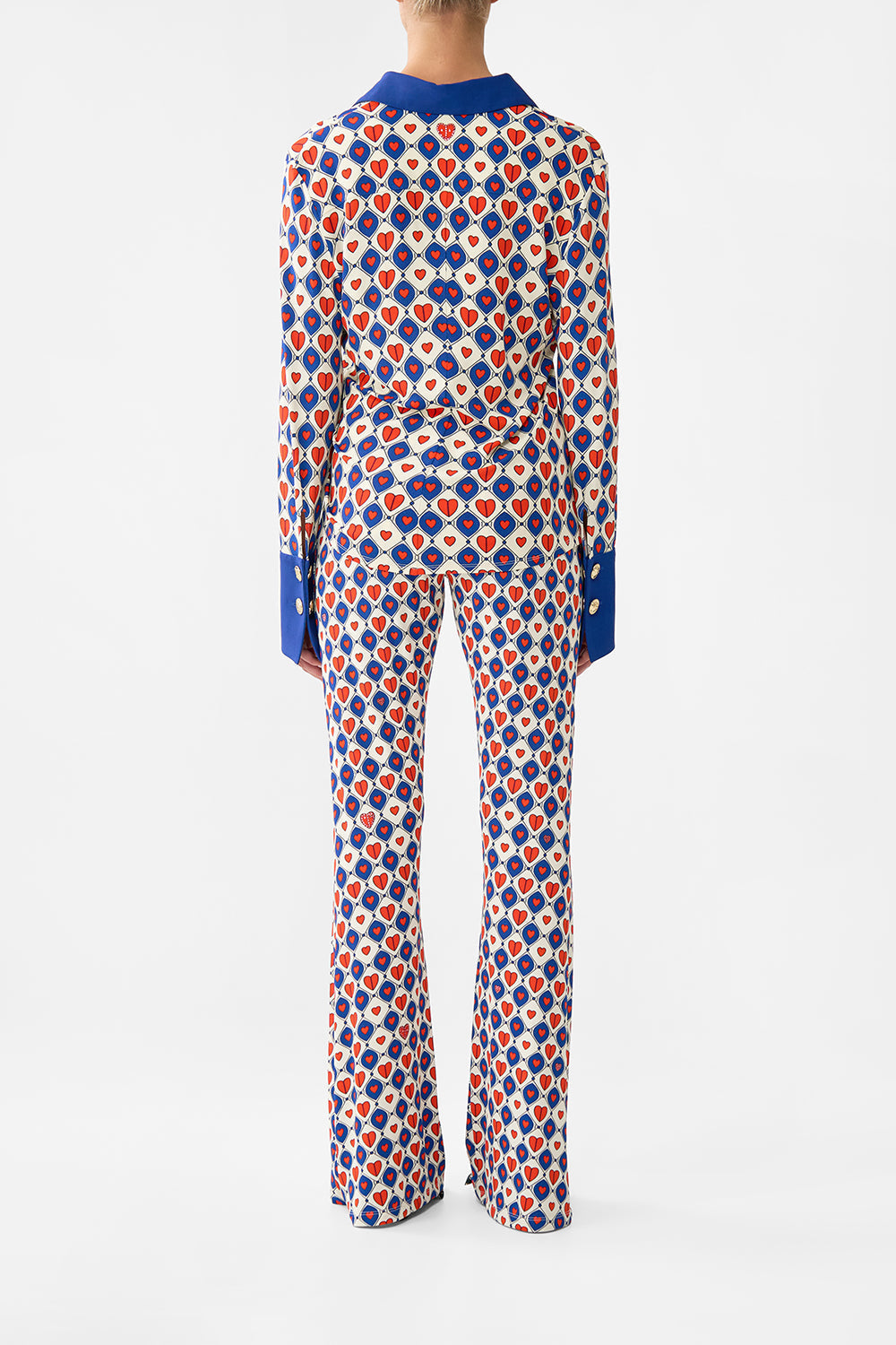 The CAMILLA Jersey Flare Pant in our Rinse & Roar print.