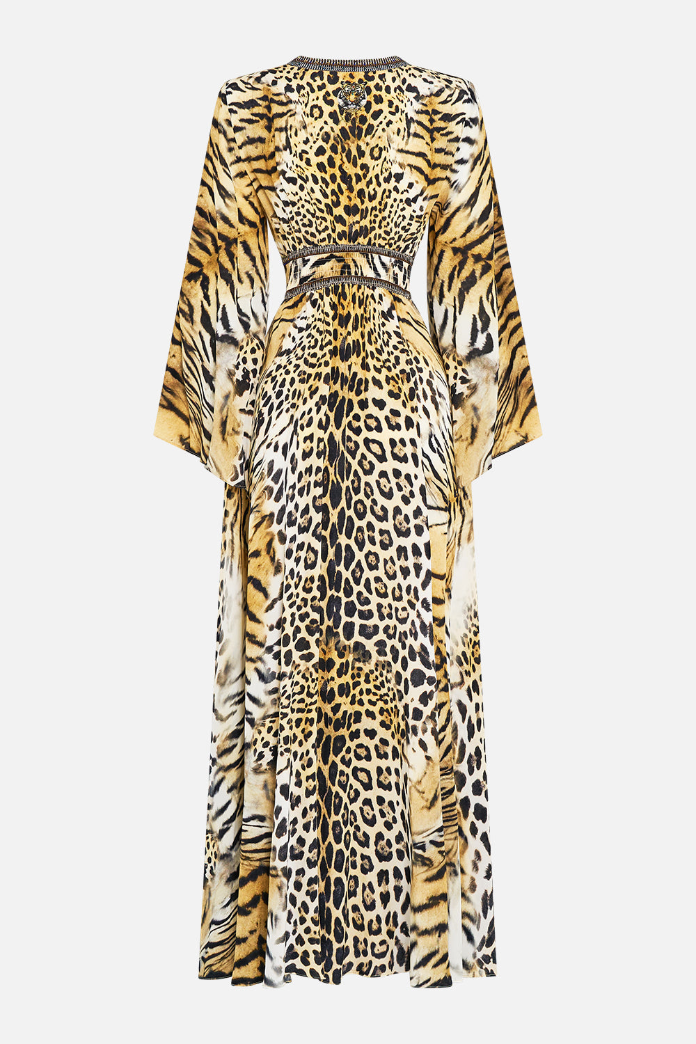 KIMONO SLEEVE DRESS WITH SHIRRING DETAIL JAGUAR