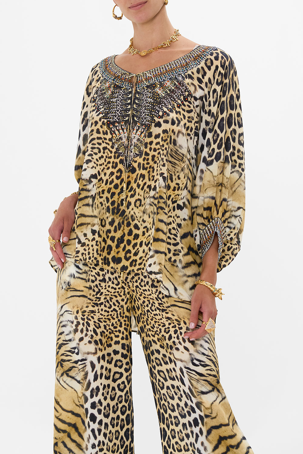 RAGLAN SLEEVE BLOUSE WITH CUFF JAGUAR