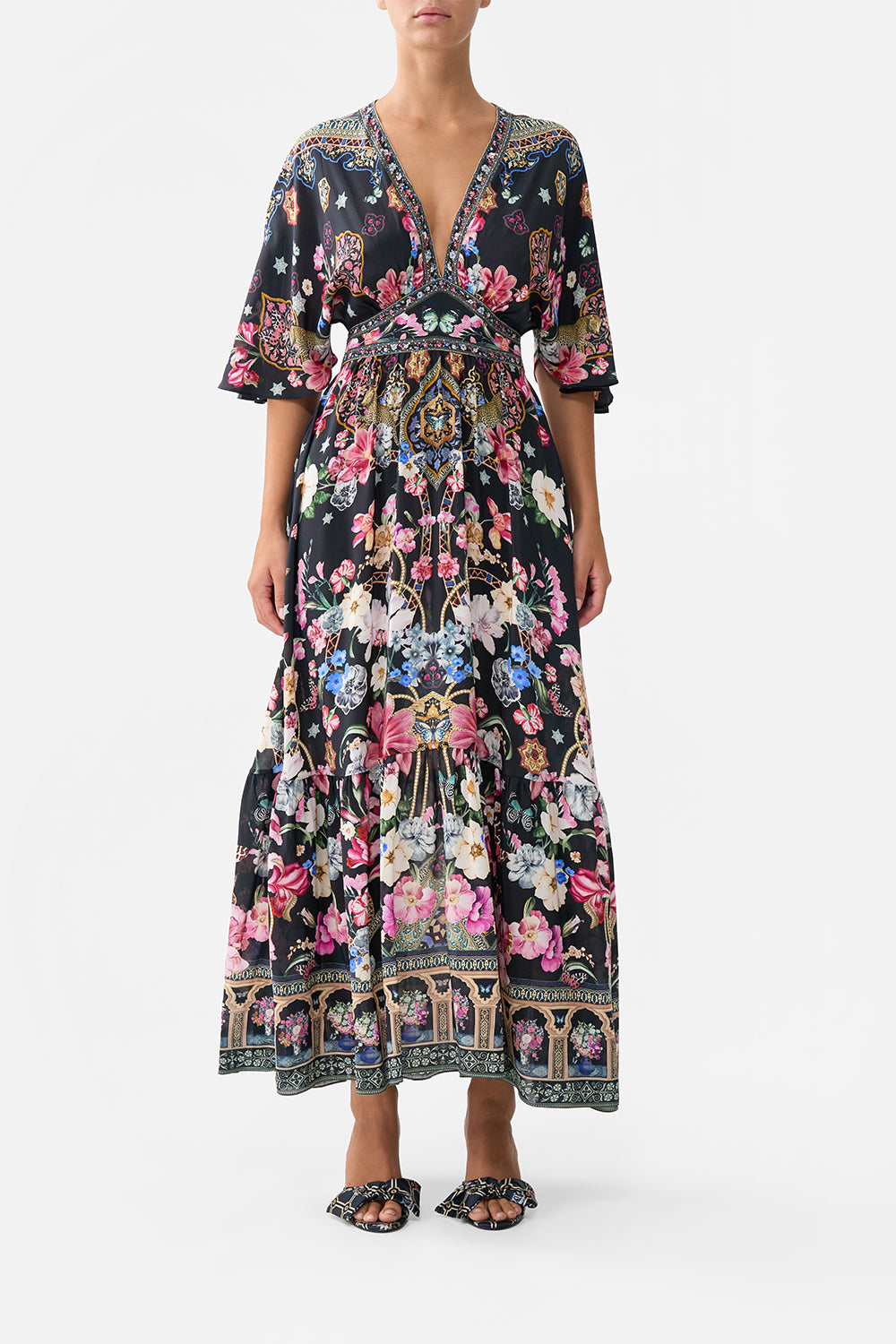 WAISTED DRESS WITH HEM RUFFLE MIDNIGHT IN MONSERRATE