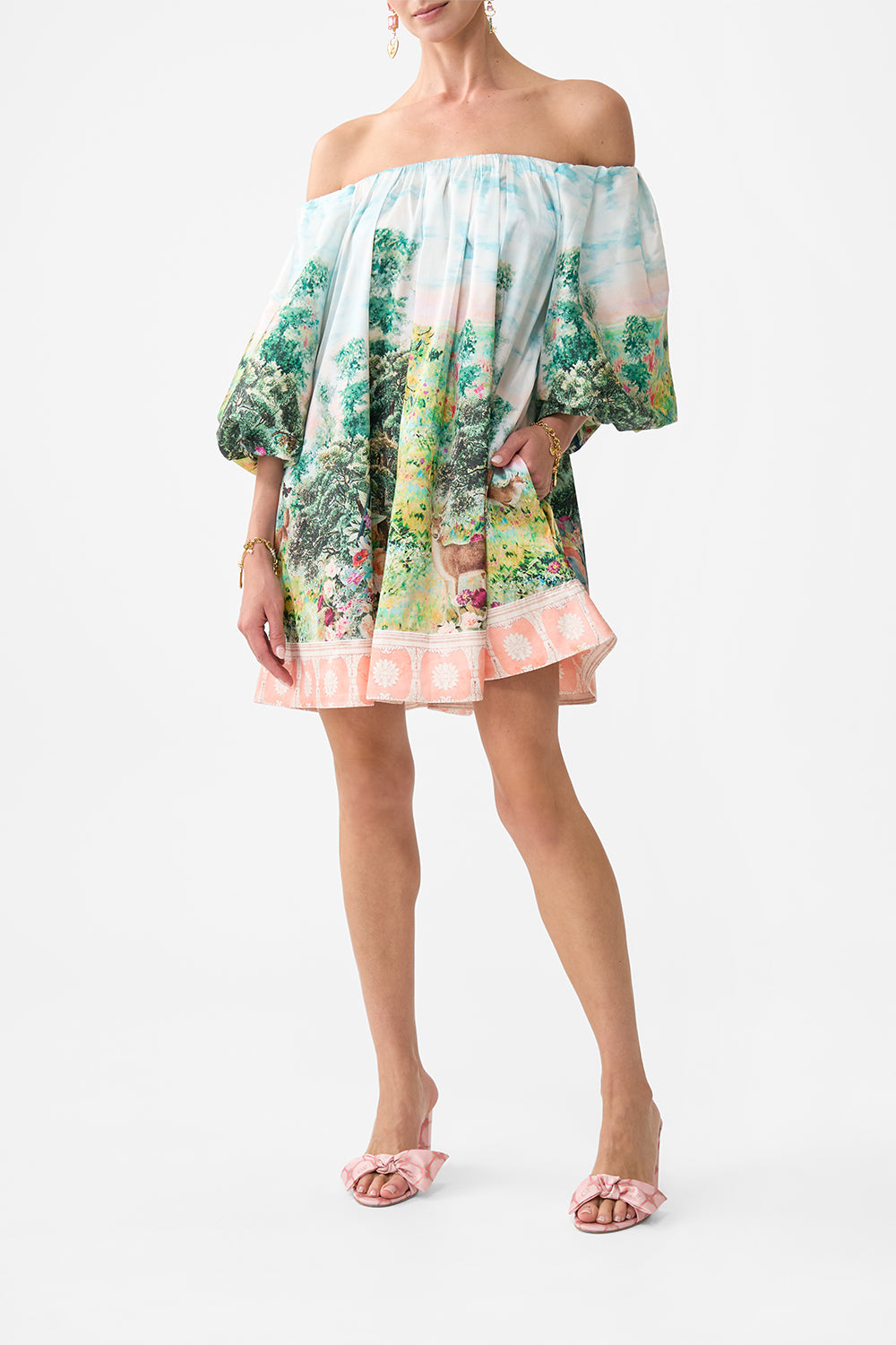 OFF SHOULDER PUFF DRESS ARCHES OF AMOR