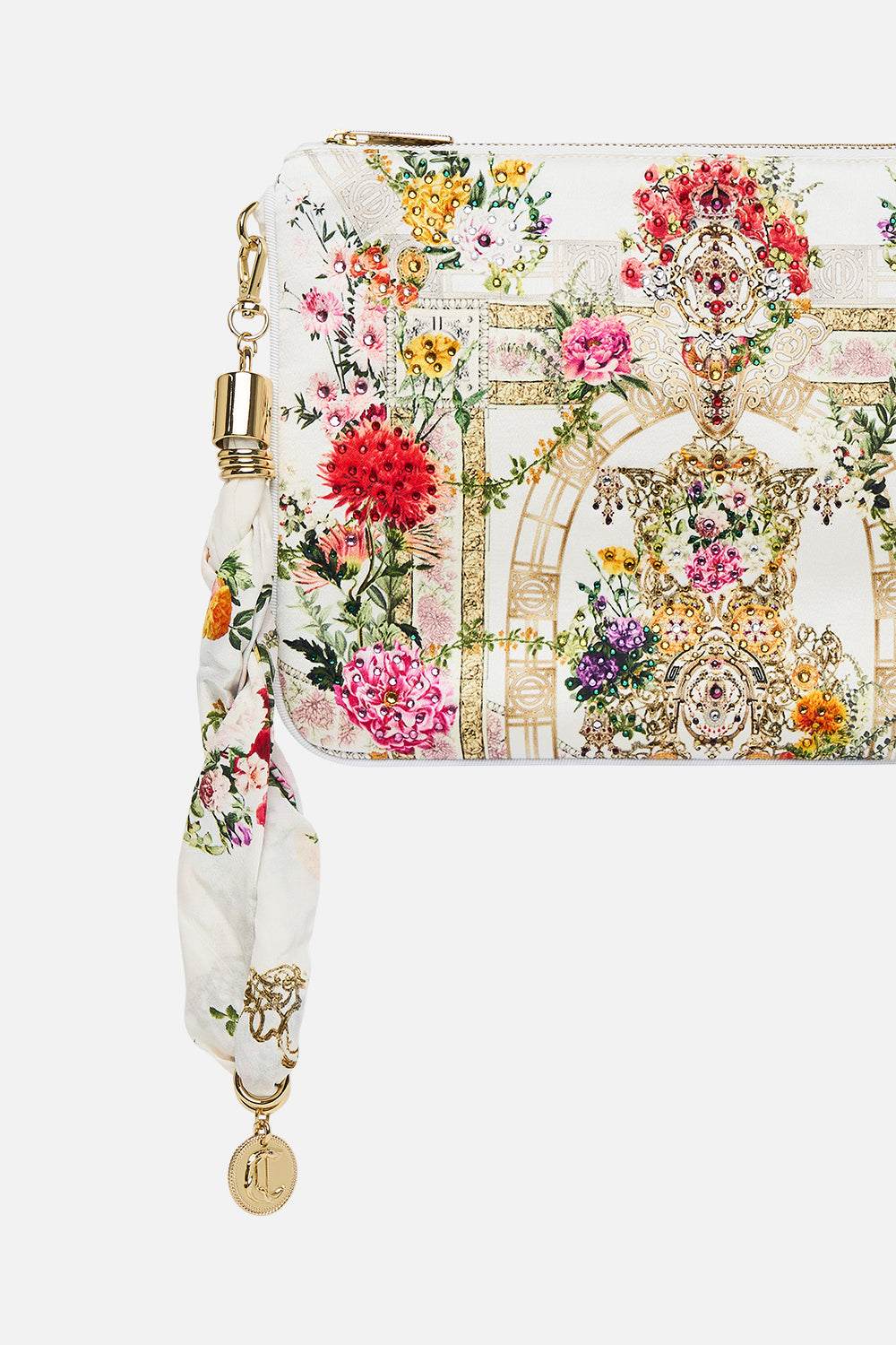 CAMILLA Scarf clutch in Egyptian rose print.