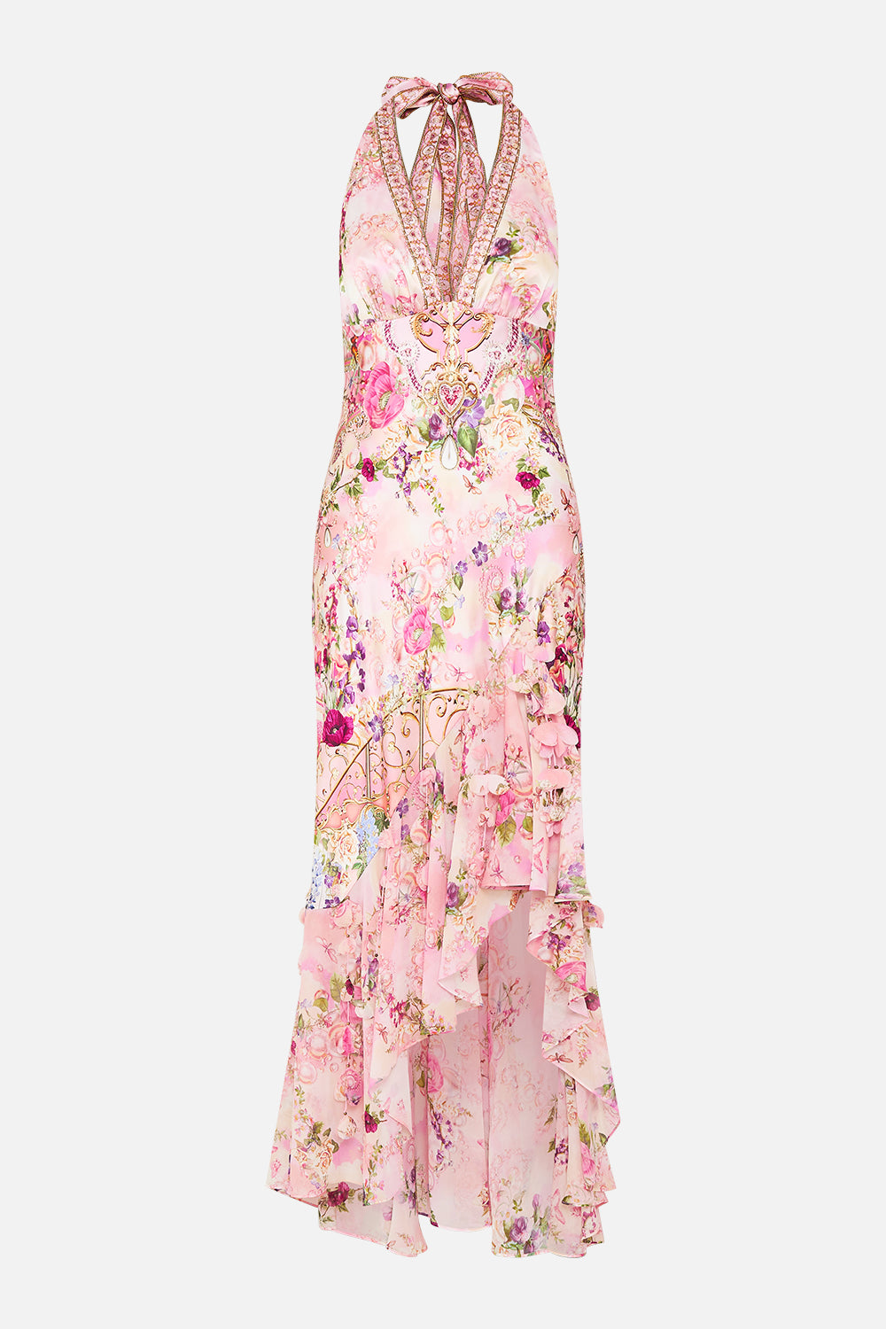 BIAS HALTER DRESS WITH RUFFLE HEM TOTALLY OZMOPOLITAN