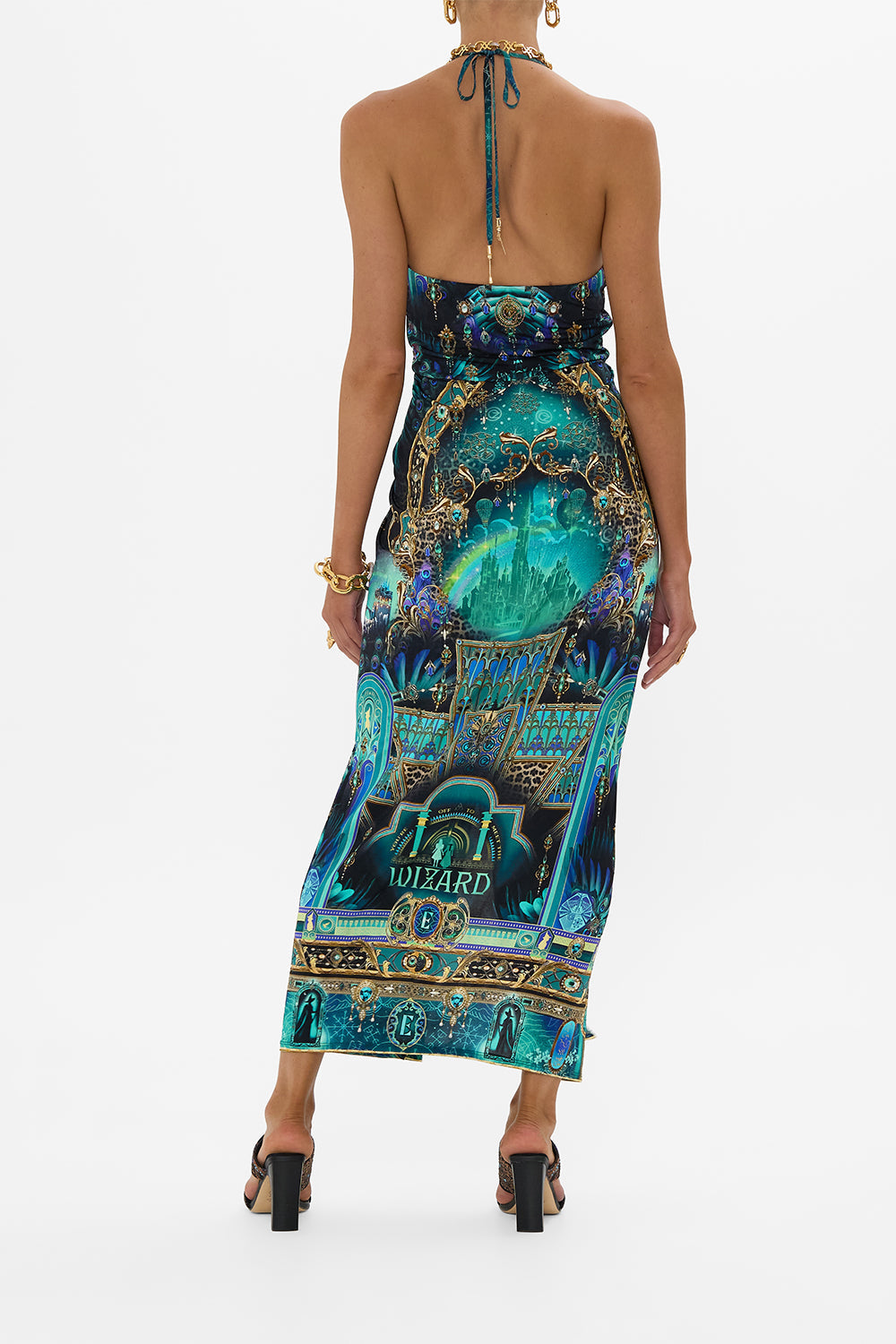 V NECK GATHERED JERSEY DRESS DEFY GRAVITY