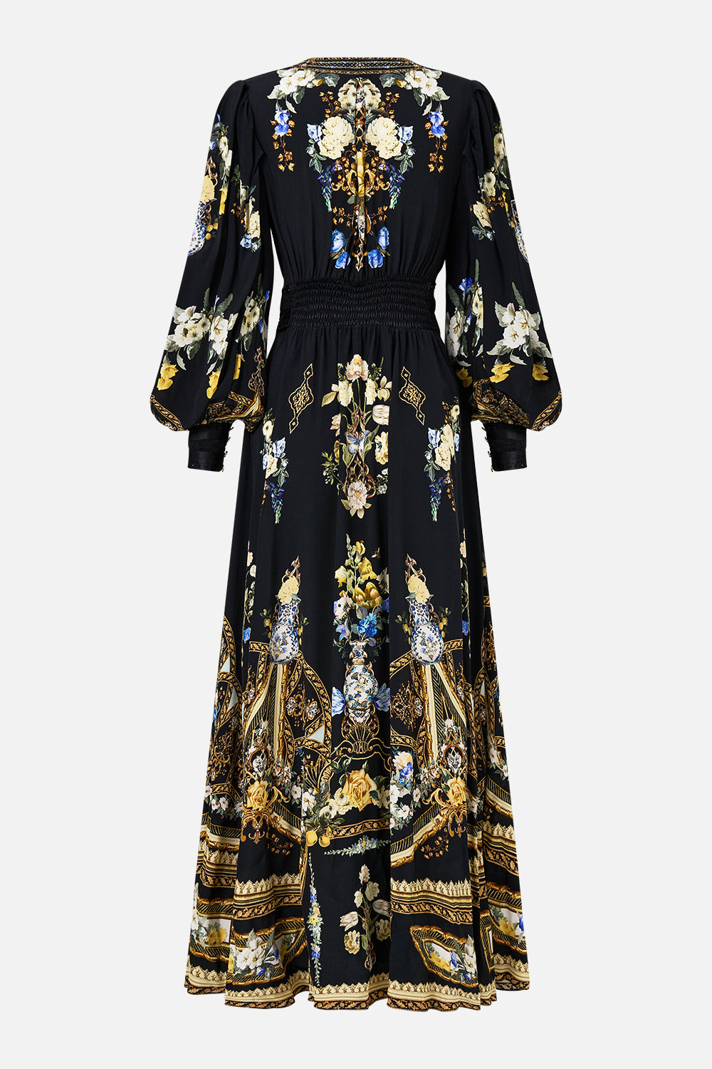 SHAPED WAISTBAND DRESS WITH GATHERED SLEEVES OTTOMAN ELEGANCE