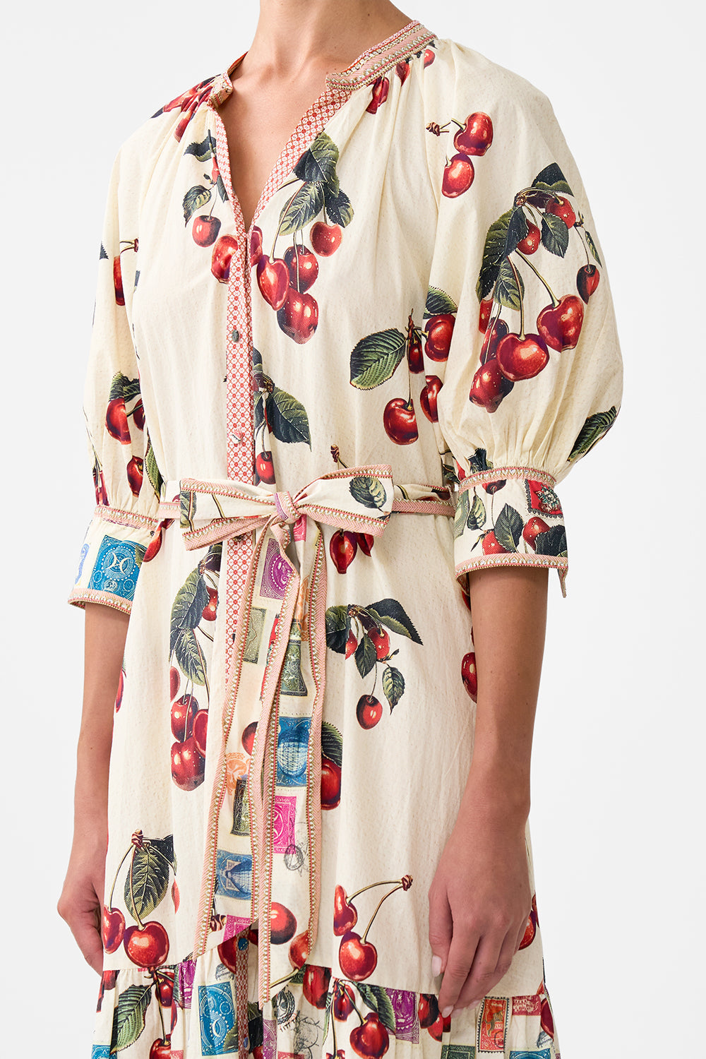 TIERED SHIRT DRESS WITH SHORT SLEEVE NOTES FROM THE ROAD