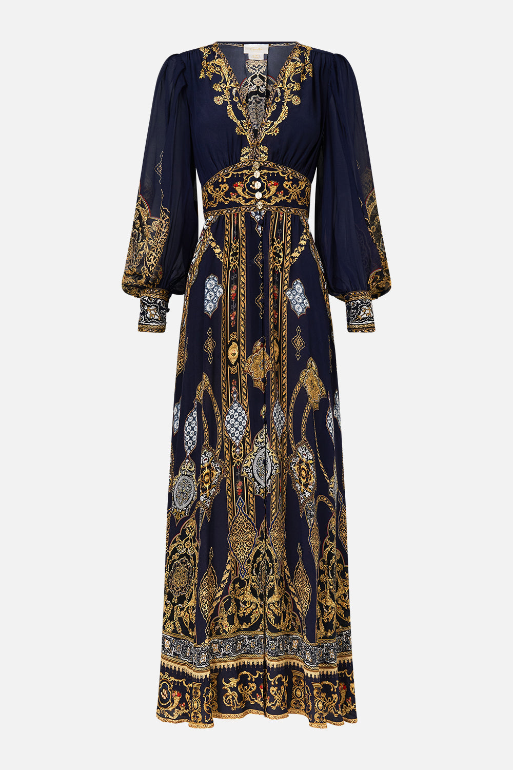 SHAPED WAISTBAND DRESS WITH GATHERED SLEEVES THE IMPERIAL GATE