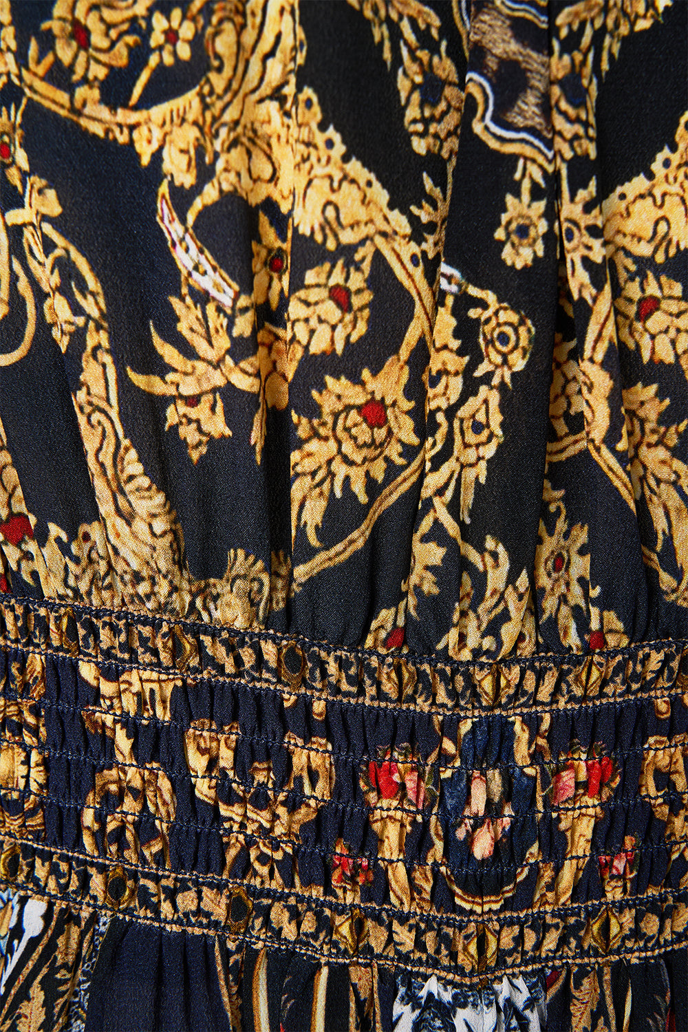 SHAPED WAISTBAND DRESS WITH GATHERED SLEEVES THE IMPERIAL GATE