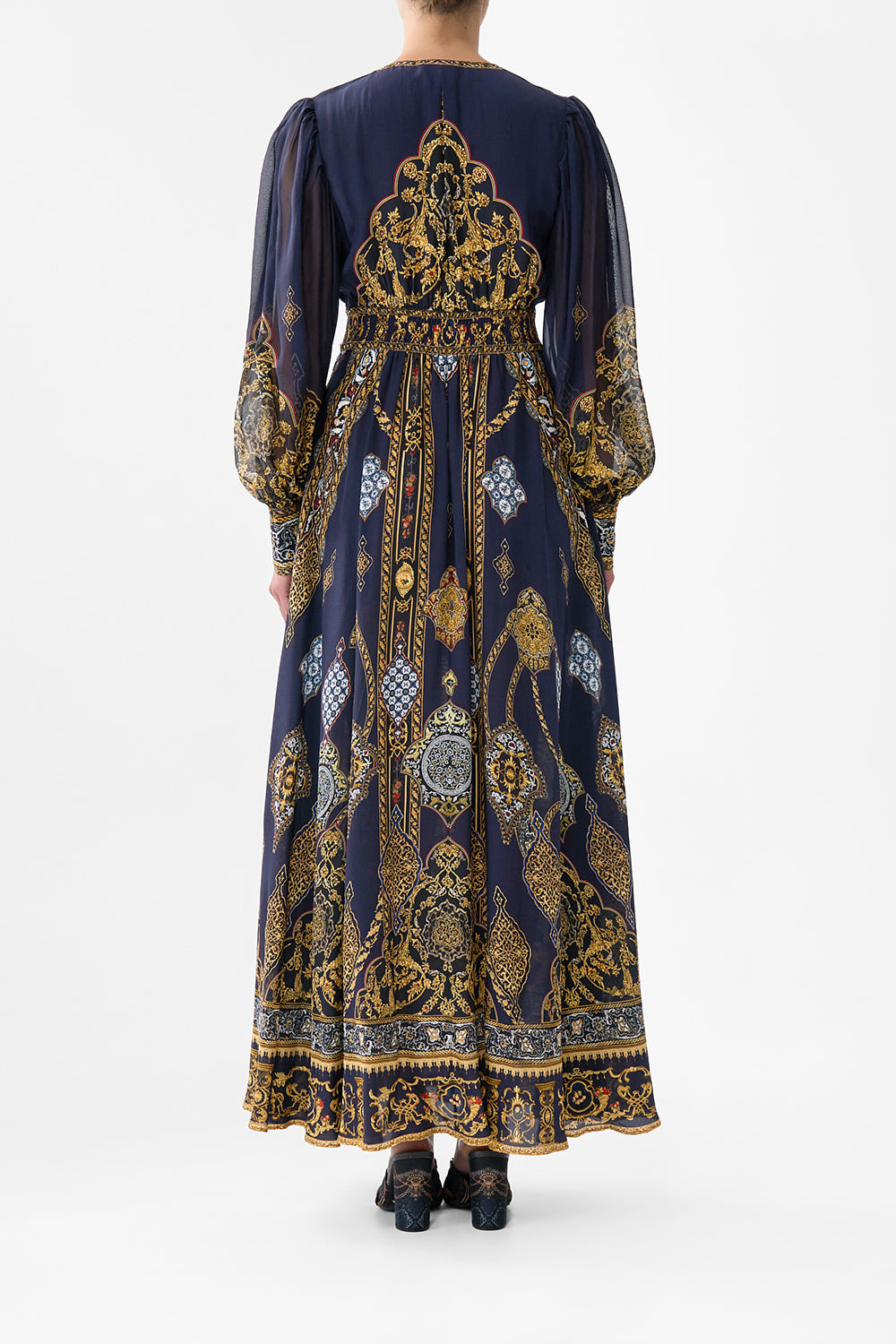 SHAPED WAISTBAND DRESS WITH GATHERED SLEEVES THE IMPERIAL GATE