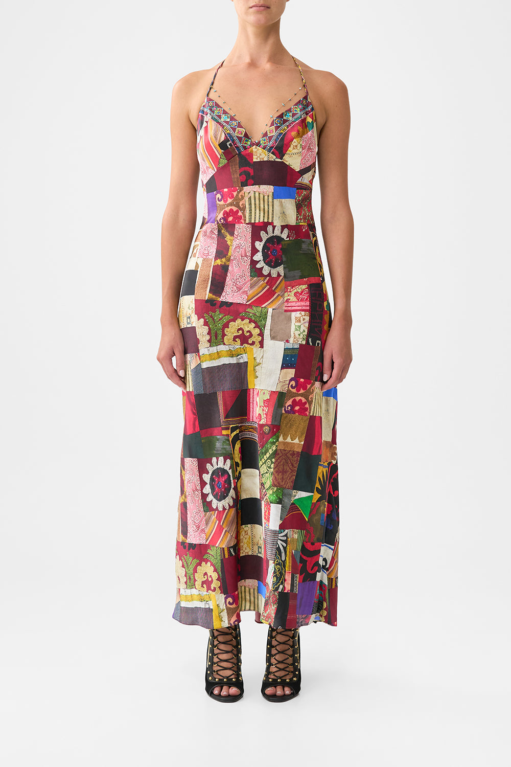 CHAIN DETAIL SLIP DRESS PATCHWORK ALCHEMY