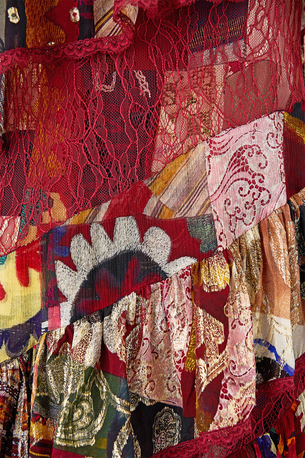 ASYMMETRIC SPLICED LACE DRESS PATCHWORK ALCHEMY