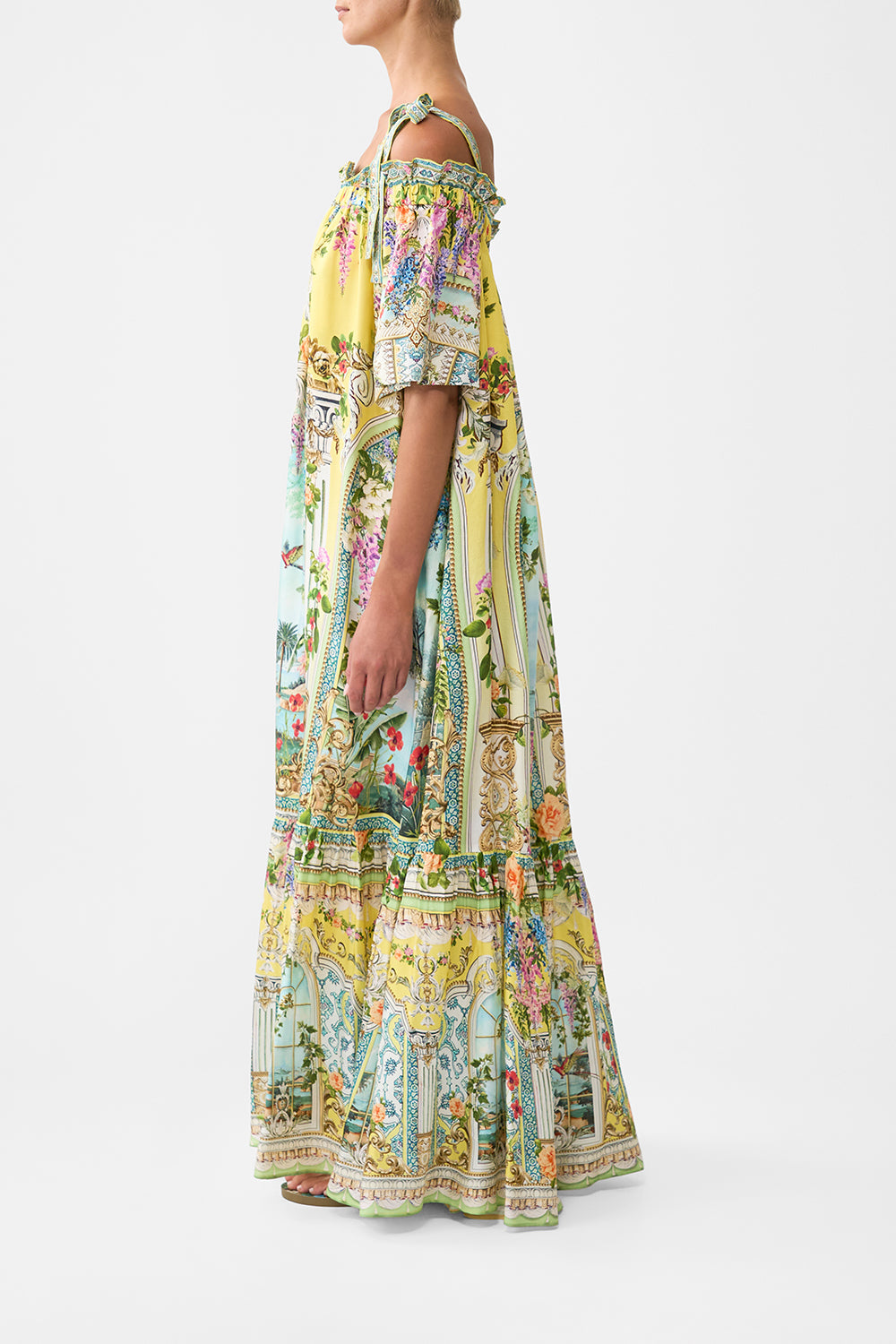 LONG OFF SHOULDER FRILL DRESS WITH STRAPS TALES OF TOPKAPI PALACE