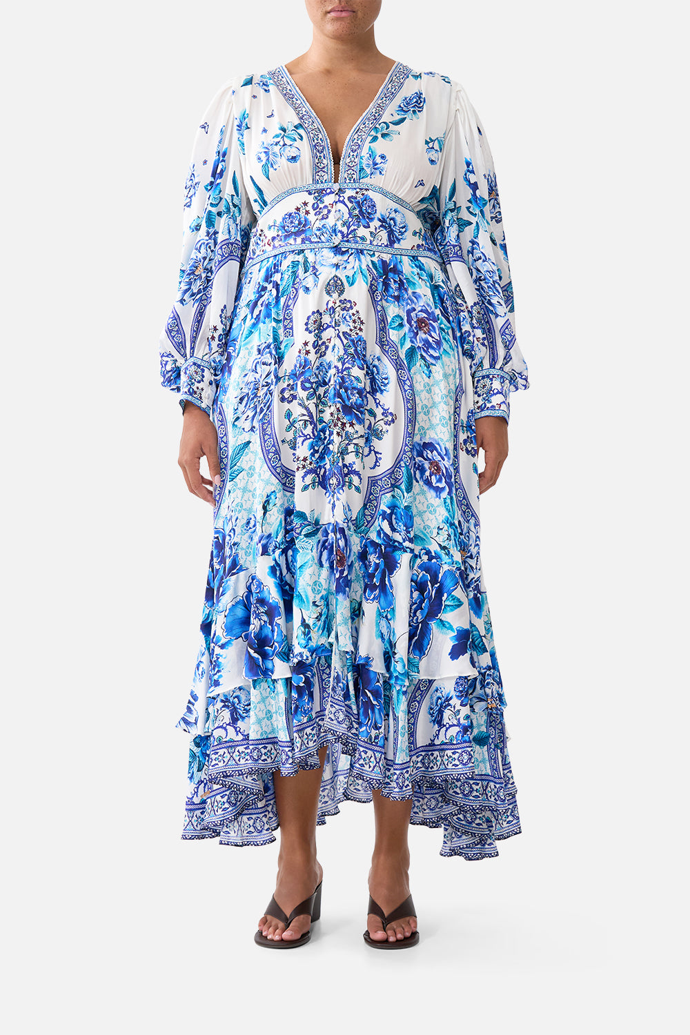 LONG BUTTON FRONT DRESS A CERAMIC GARDEN