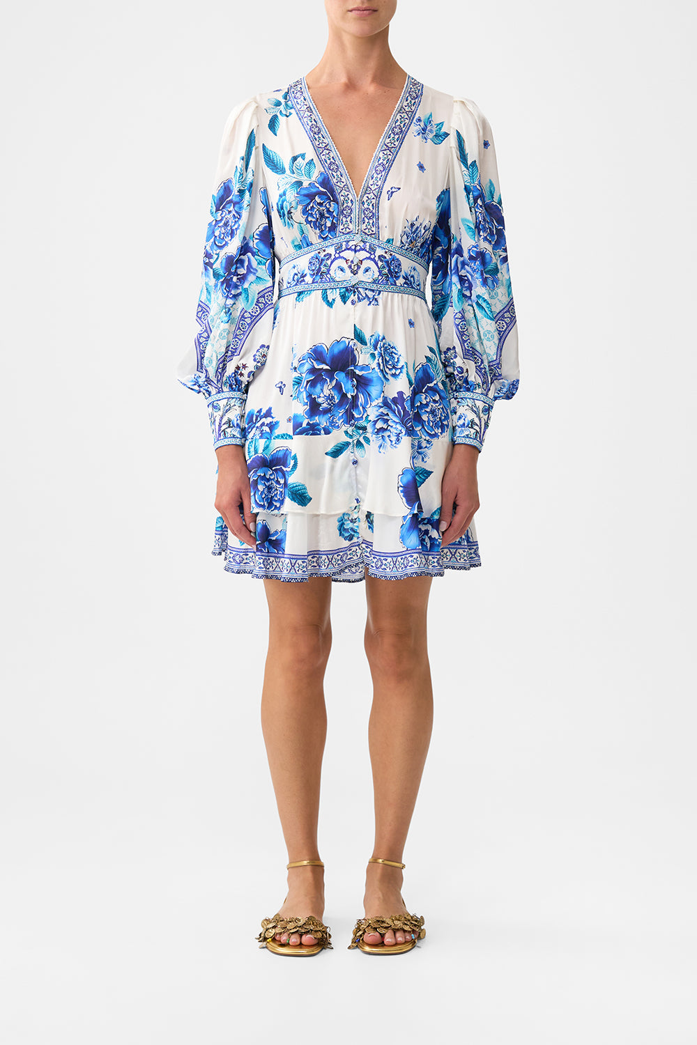 BUTTON FRONT FRILL DRESS A CERAMIC GARDEN