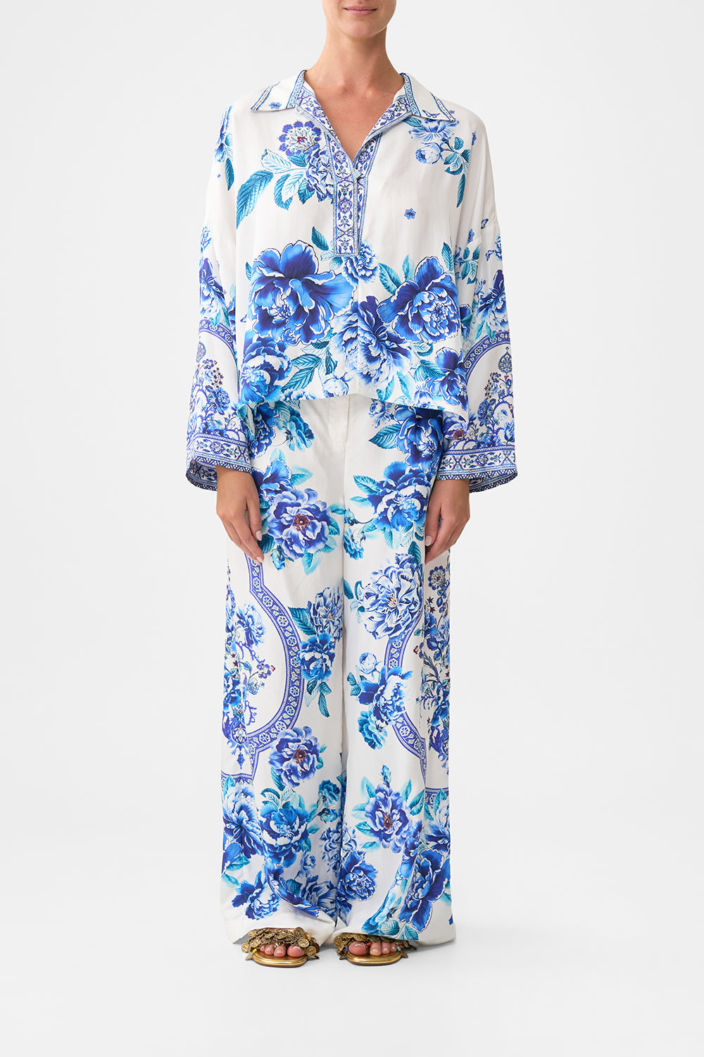 CROPPED RELAXED SHIRT A CERAMIC GARDEN