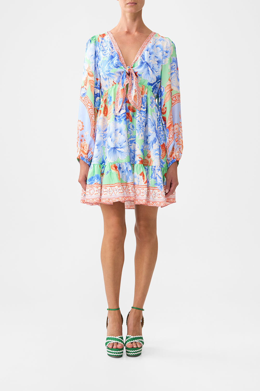 SHORT TIE FRONT BLOUSON DRESS TOPKAPI POP