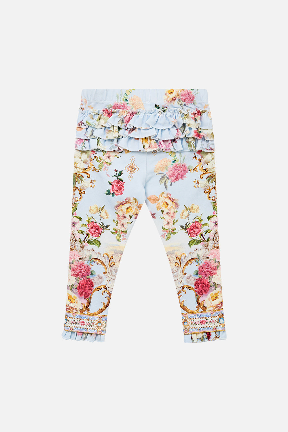 BABIES LEGGINGS WITH FRILL BACK AND HEM TILED IN TIME
